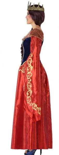 Disfraz de Reina Medieval Roja y Azul para Mujer Reyes y Reinas Medievales Atosa