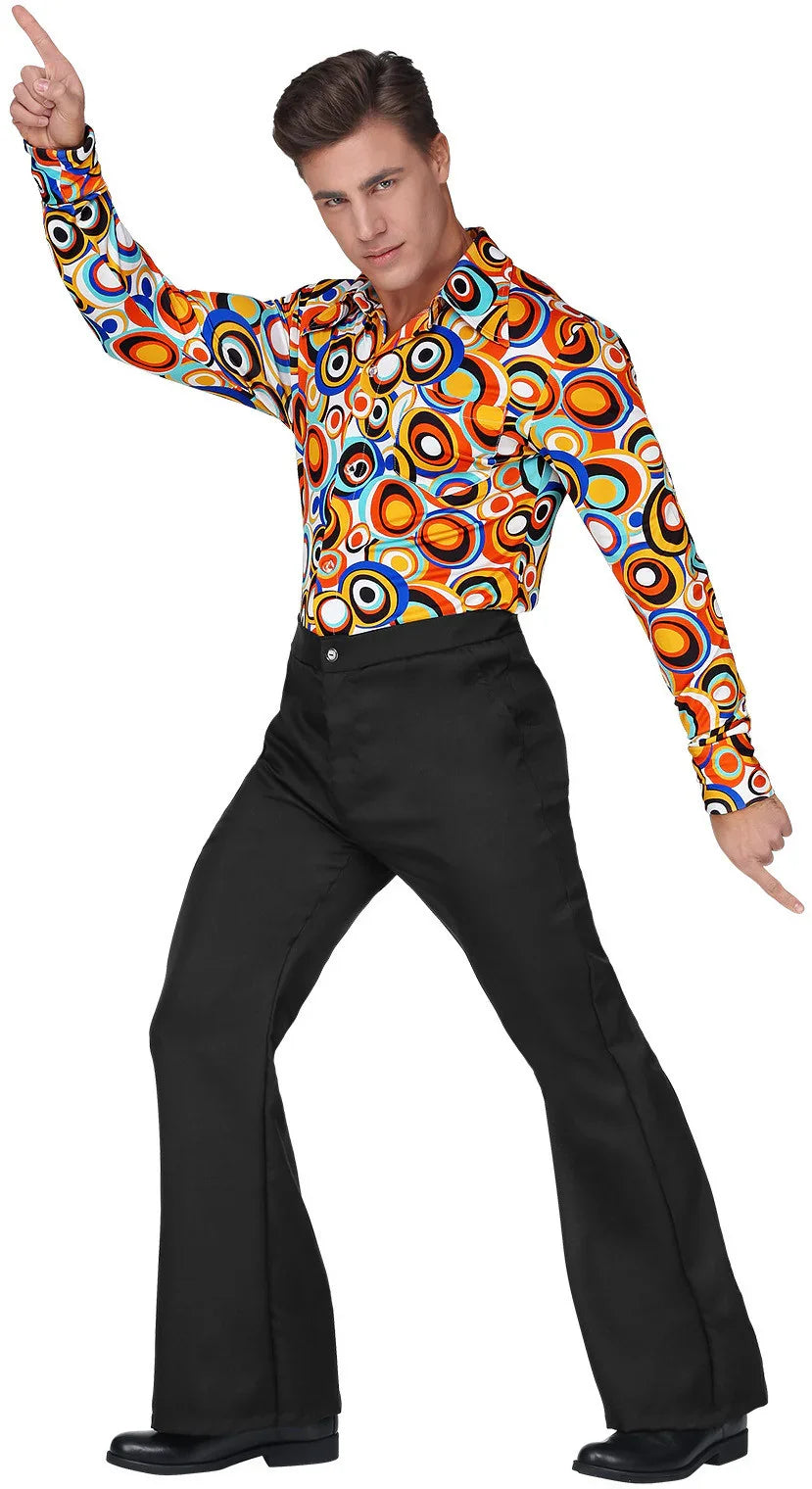 Pantalones de Campana Negros para Hombre Discotequeros Widmann