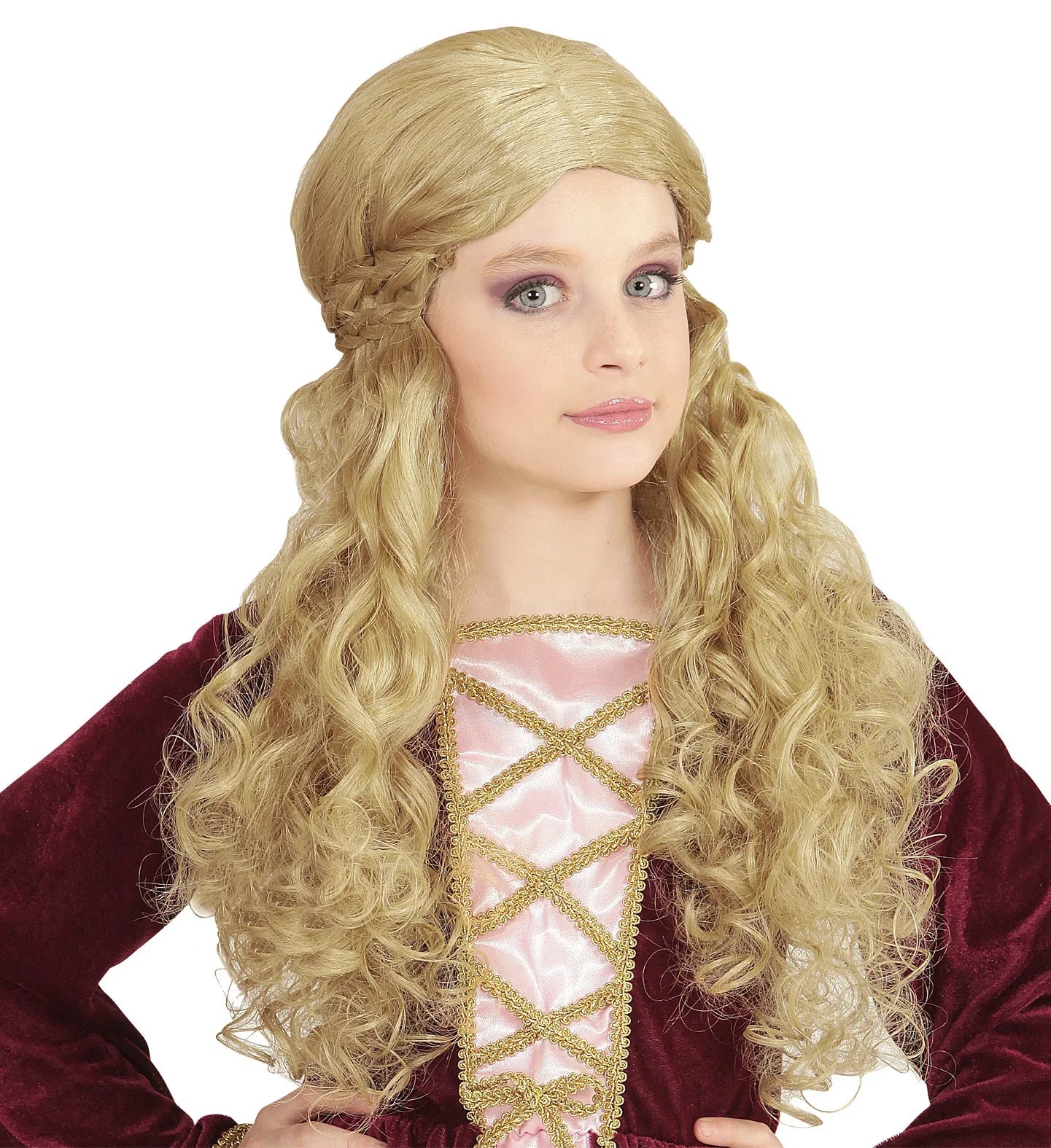 Peluca Medieval Rubia Larga para Niña Complementos Medievales Widmann