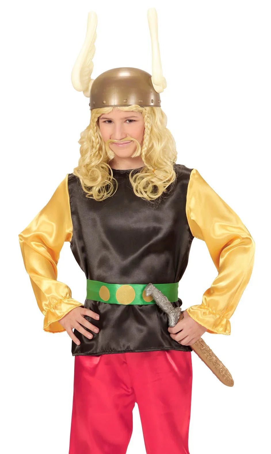 Peluca de Astérix Rubia con Bigote para Niño Astérix y Obélix Widmann