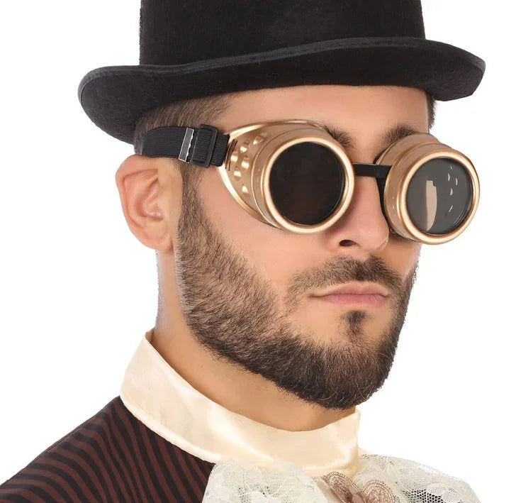 Gafas Steampunk Doradas con Cristal Oscuro Steampunk Atosa