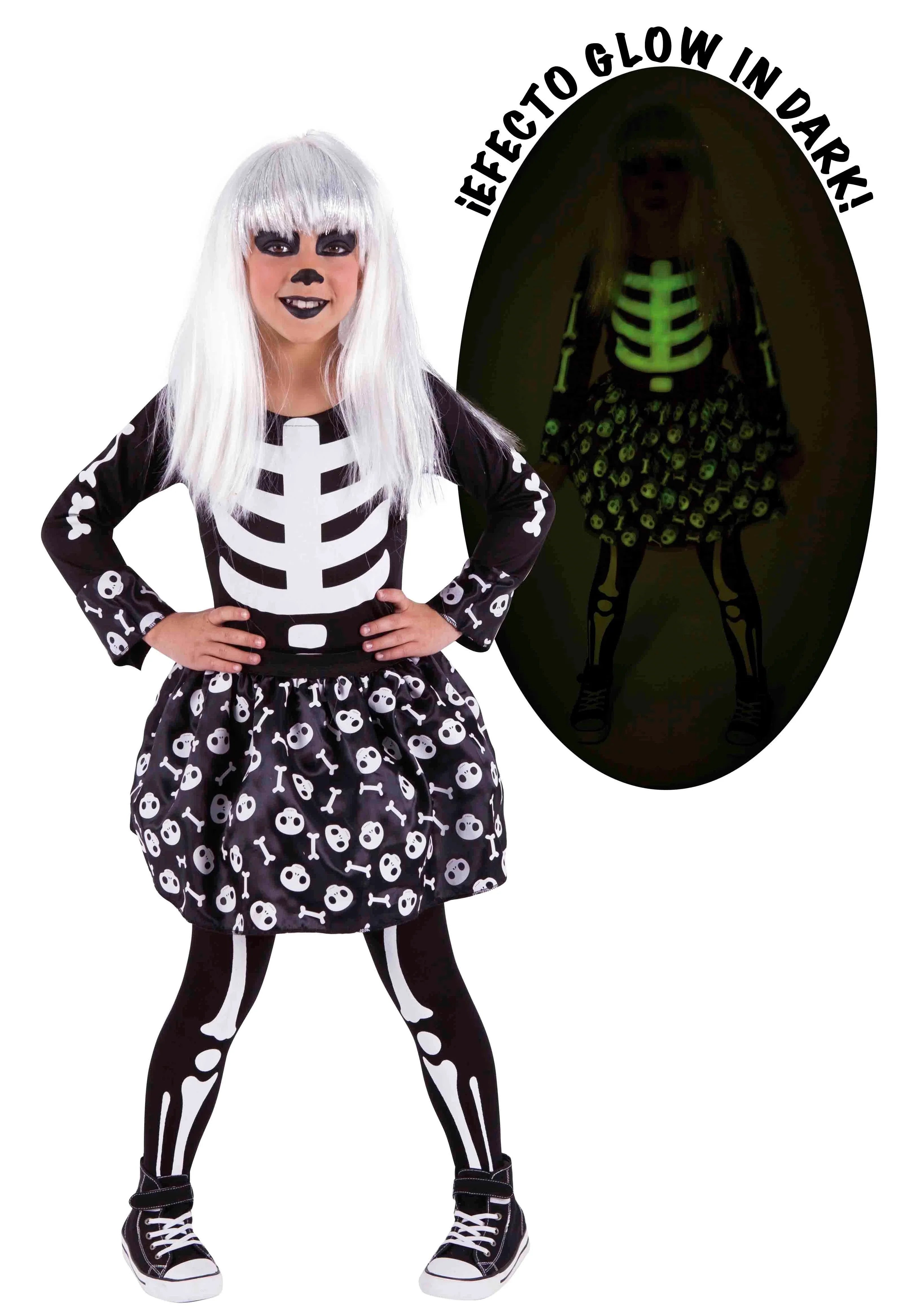 Disfraz de Esqueleto Fluorescente para Niña Esqueletos Rubies