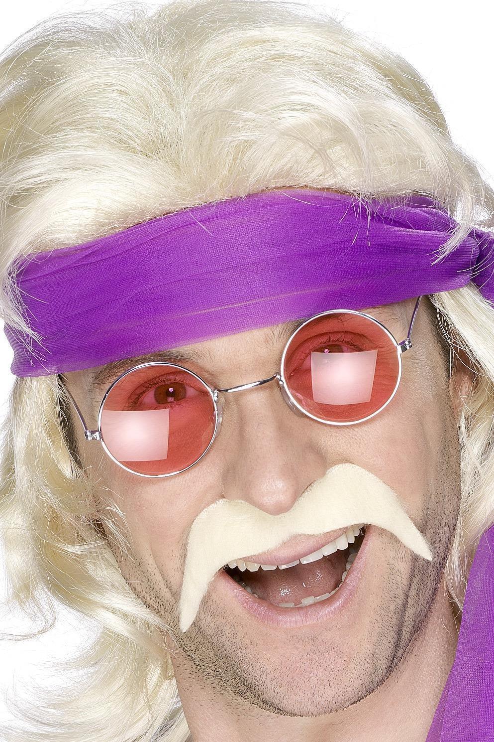 Bigote Rubio de Hippie Años 70 con Adhesivo Complementos Hippies Smiffys