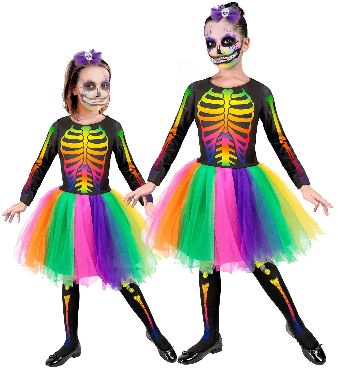 Disfraz de Esqueleto Arcoirís con Tutú para Niña Esqueletos Widmann