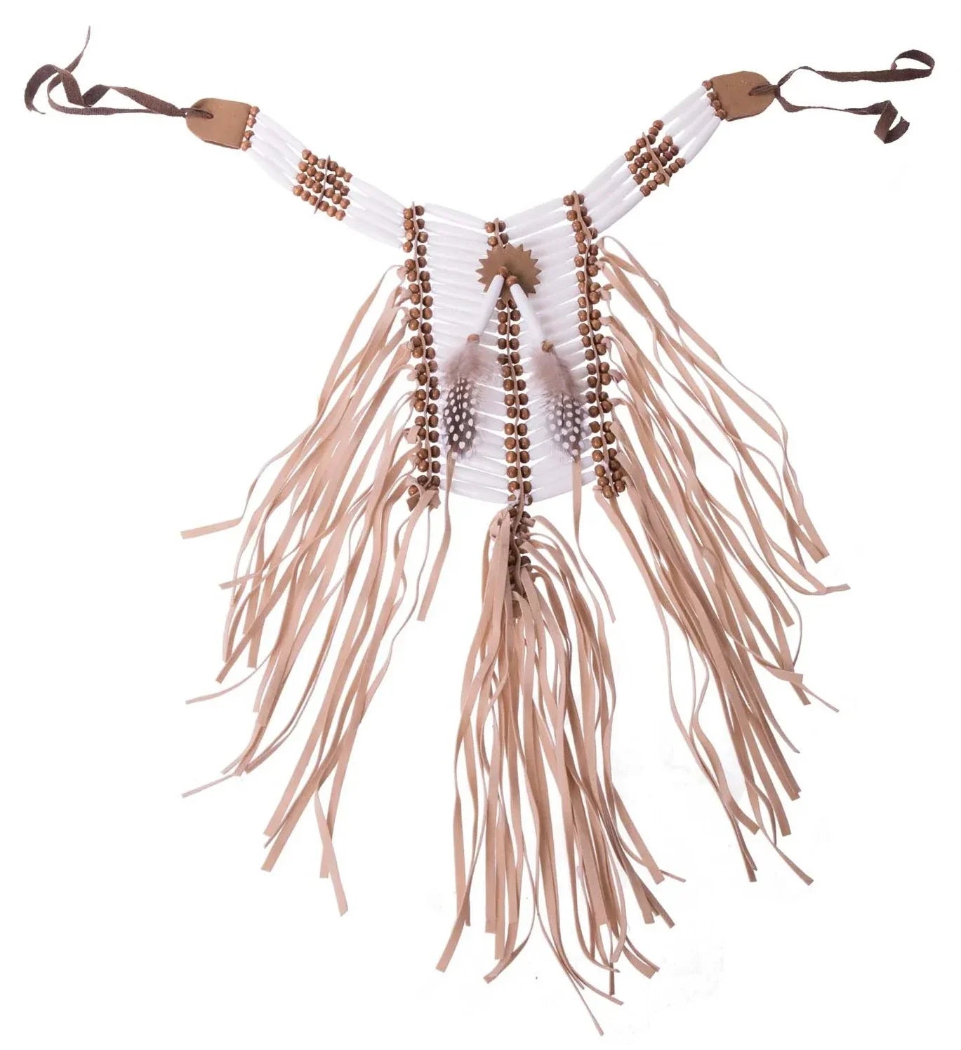 Collar de Jefe Indio Blanco y Marrón Complementos Indios Viving