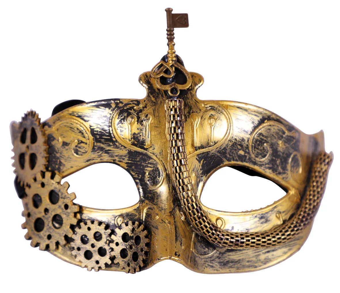 Antifaz Steampunk Dorado con Engranajes Steampunk EuroCarnavales