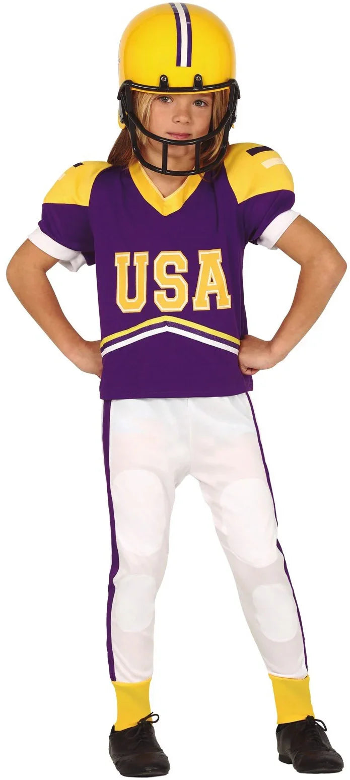 Disfraz Quarterback Morado para Niño Jugadores de Rugby Guirca