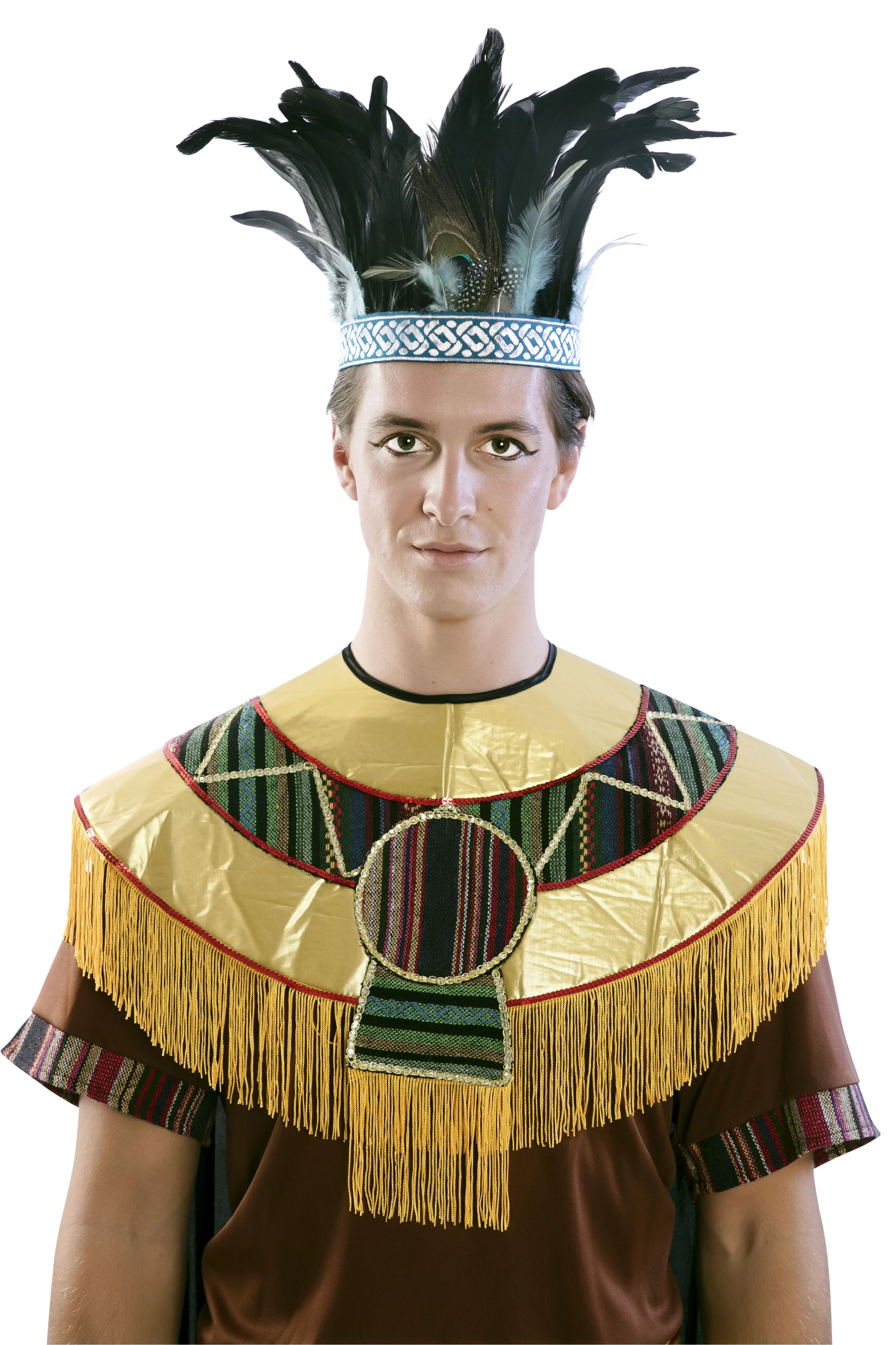Penacho Azteca con Plumas de Pavo Real Complementos Indios EuroCarnavales