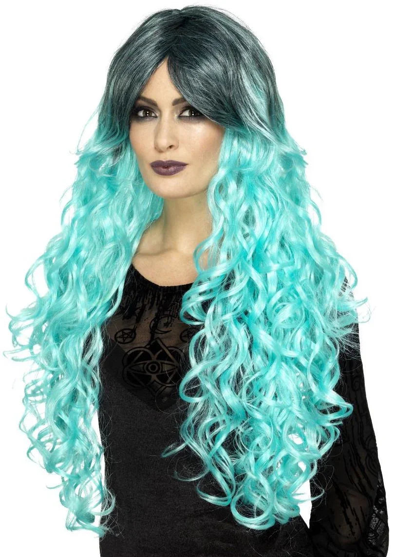 Peluca Azul Bicolor con Ondas Pelucas Azules Smiffys
