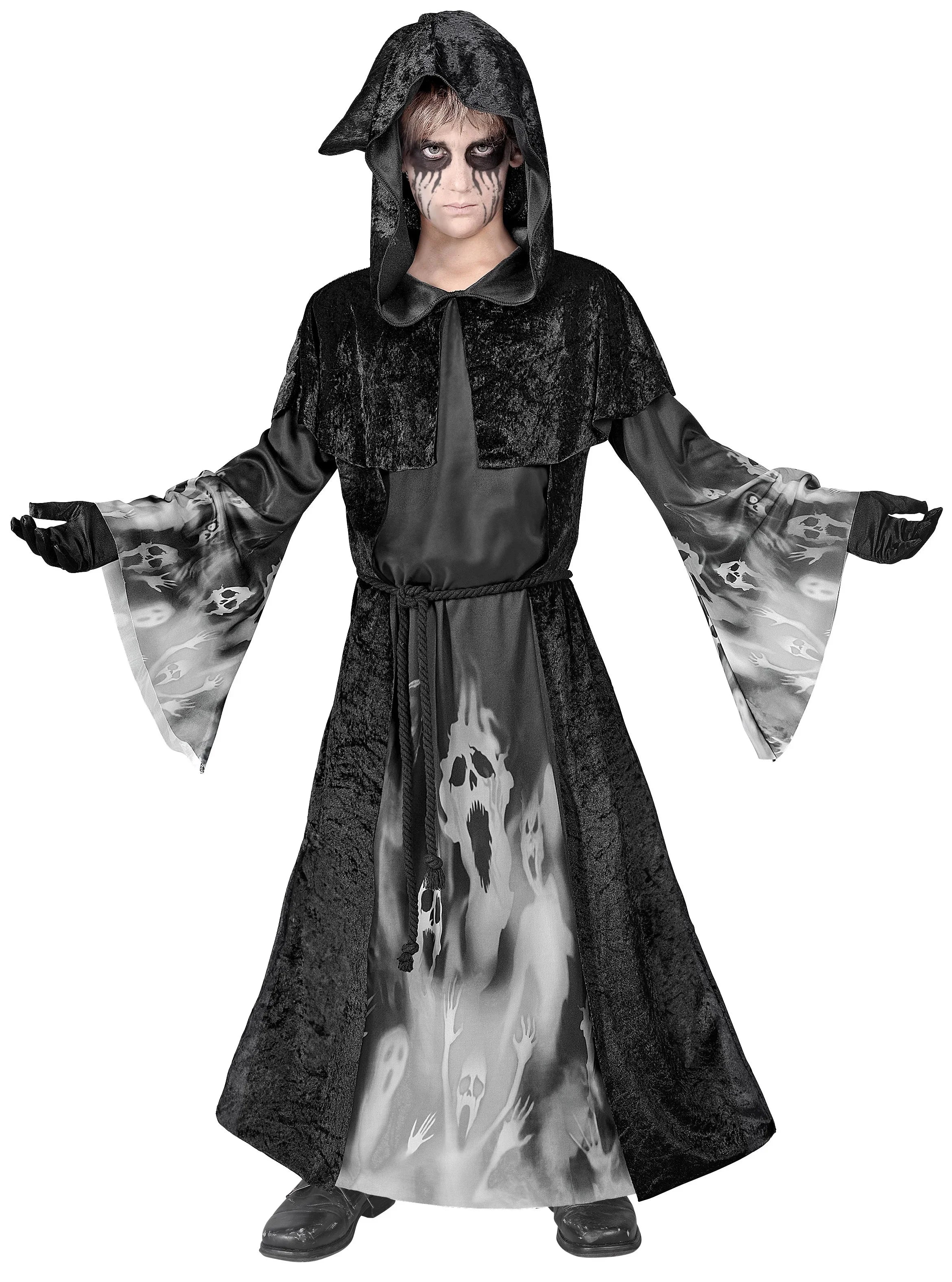 Disfraz de Brujo Nigromante con Capucha para Niño Hechiceras y Brujos Medievales Widmann