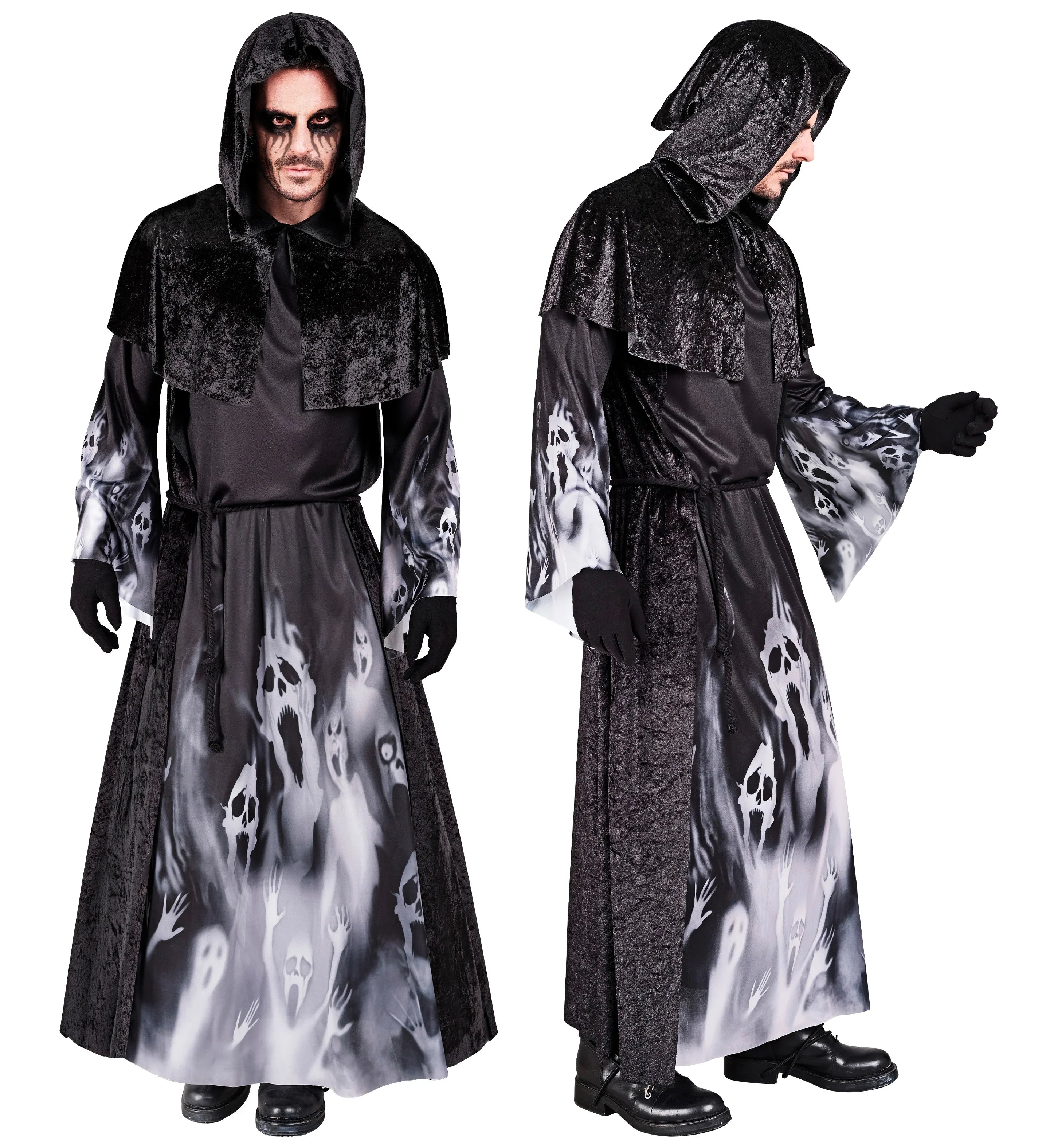 Disfraz de Brujo Nigromante con Capucha para Hombre Hechiceras y Brujos Medievales Widmann