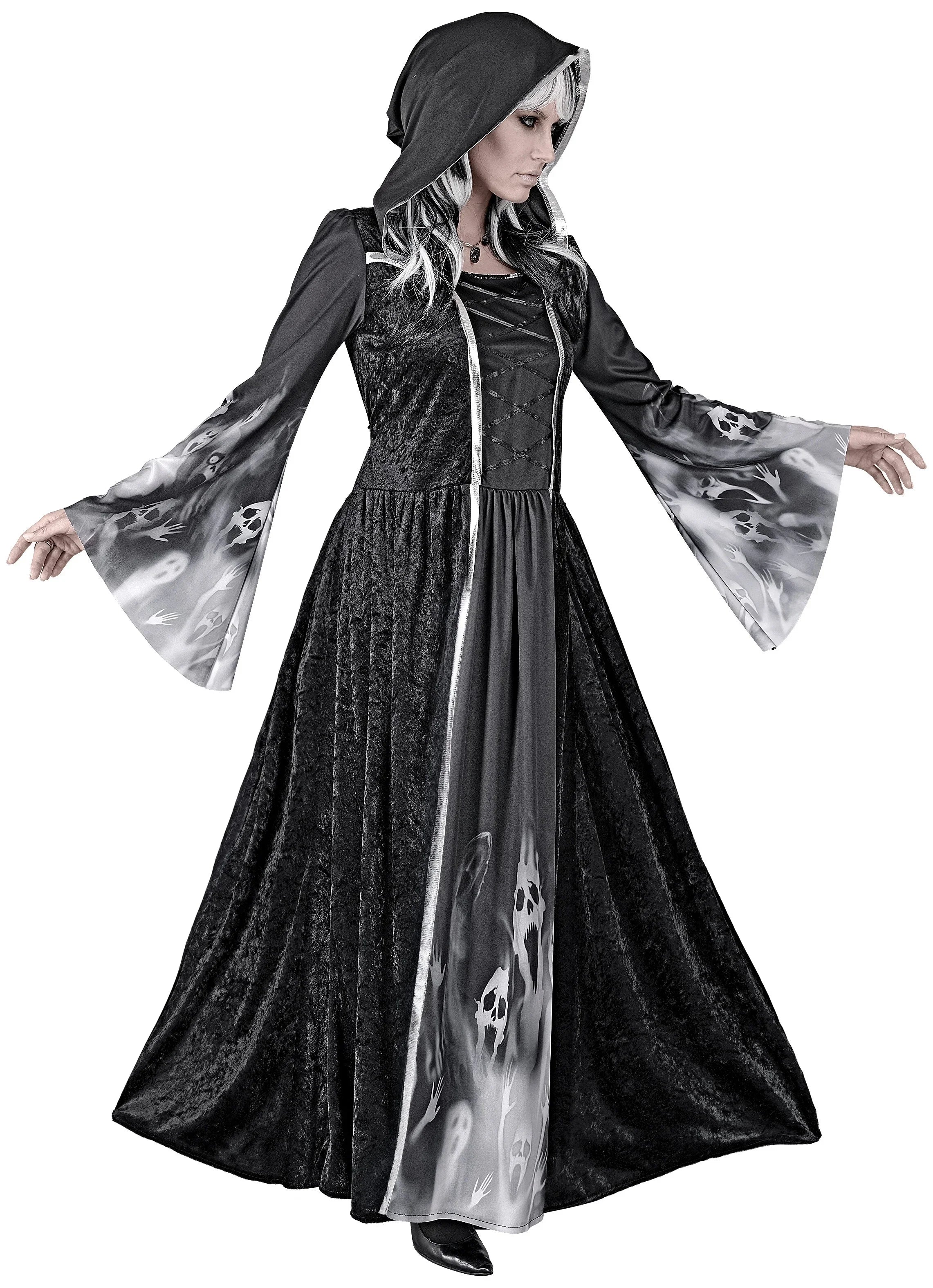 Disfraz de Bruja Nigromante con Capucha para Mujer Hechiceras y Brujos Medievales Widmann