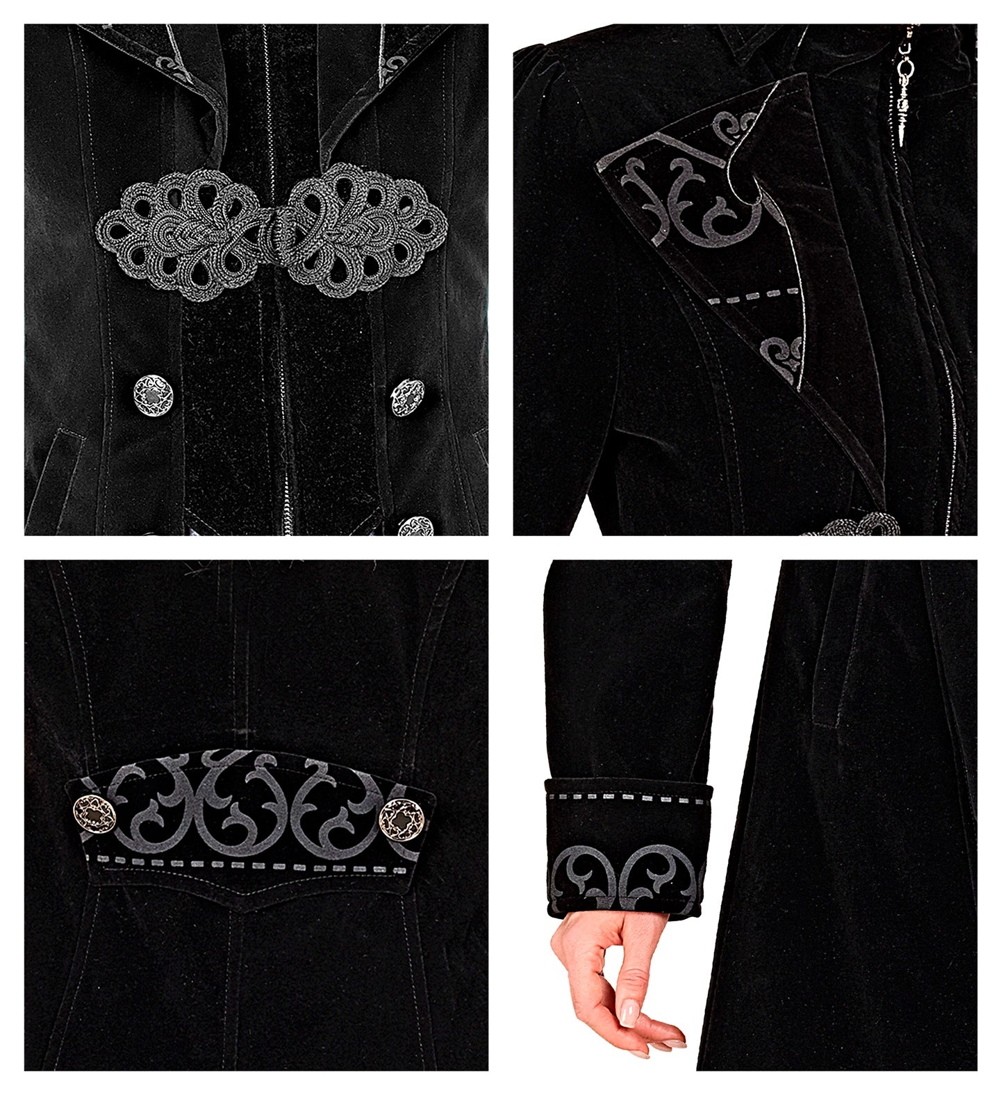 Veste noire pour femme avec plastron doré