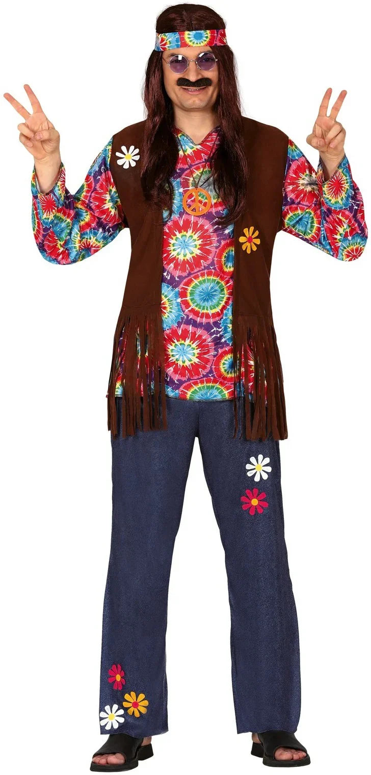Disfraz de Hippie Floreado para Hombre Hippie Guirca