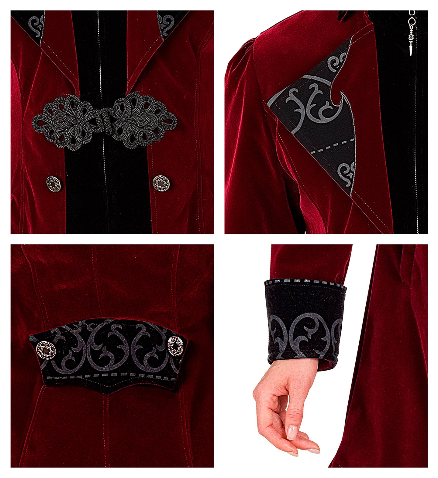 Veste noire pour femme avec plastron doré