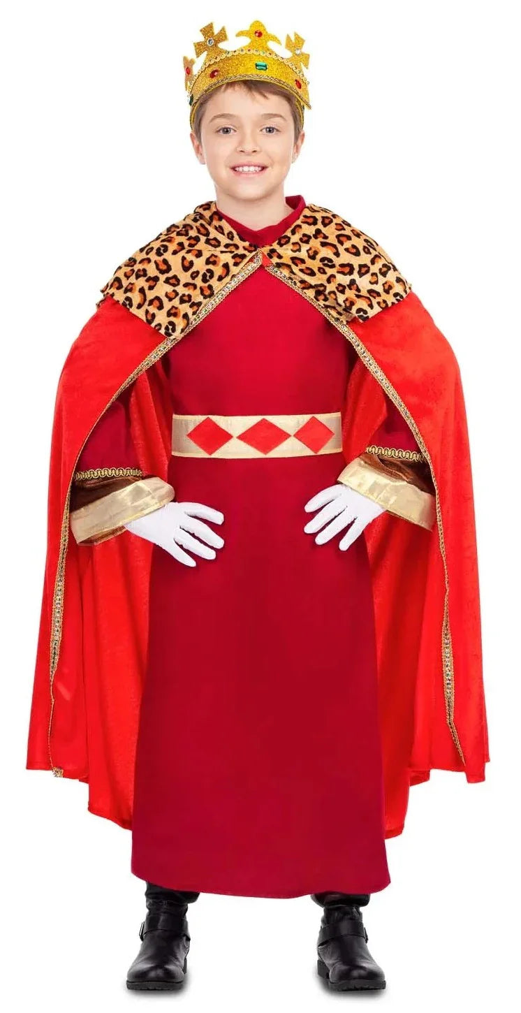 Disfraz de Rey Mago con Capa Roja Infantil Reyes Magos y Pajes Viving
