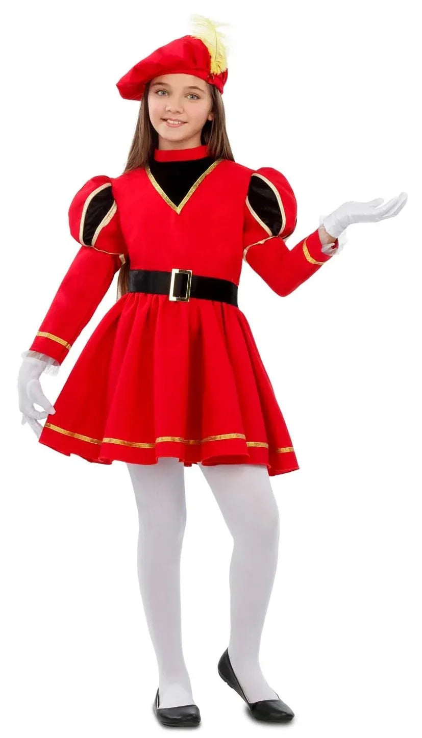 Disfraz de Paje Reyes Magos Rojo para Niña Reyes Magos y Pajes Viving