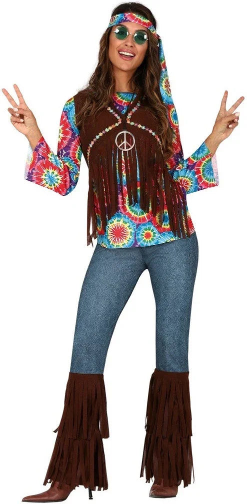 Disfraz de Hippie Floreada para Mujer Hippie Guirca