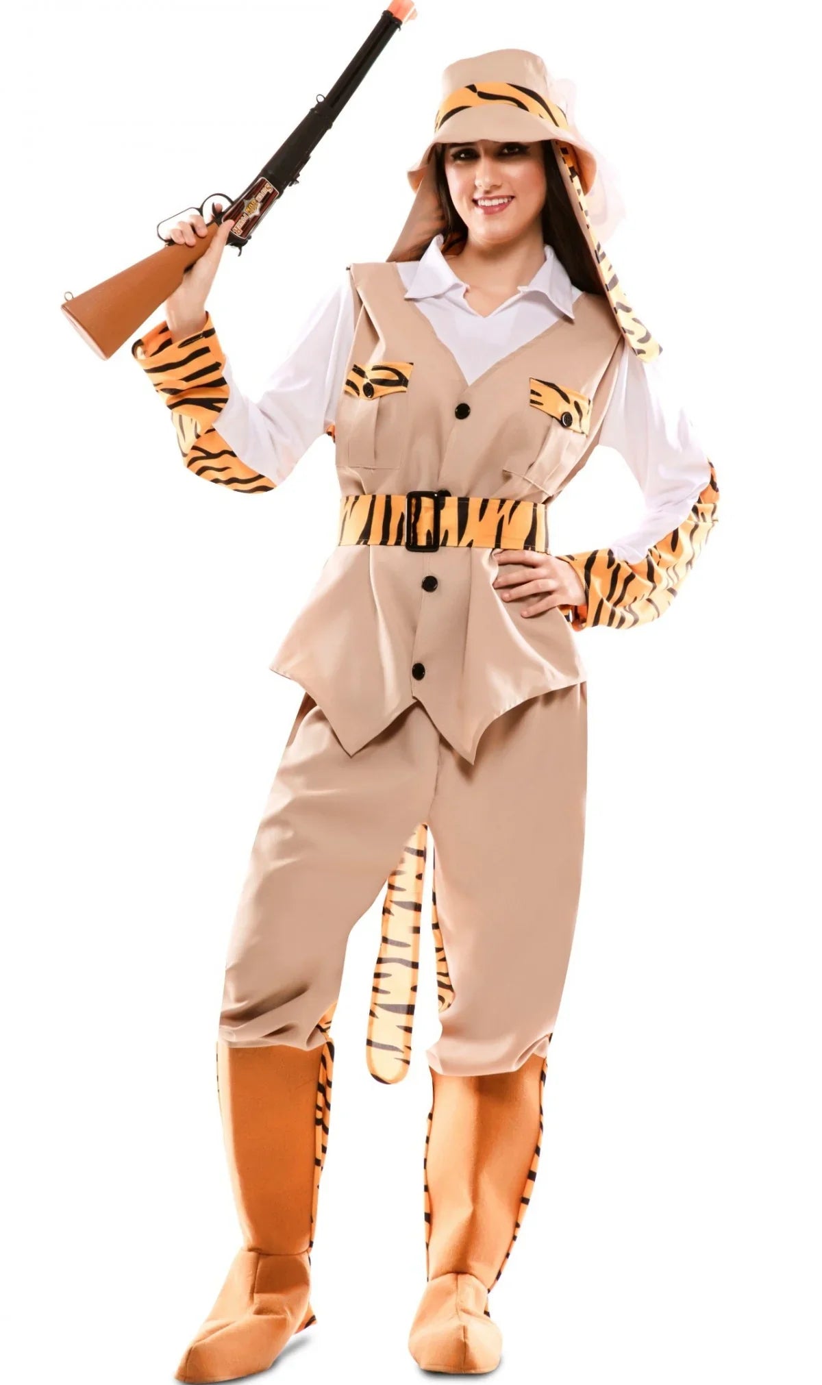 Disfraz Doble de Cazador y Tigre para Adulto Exploradores EuroCarnavales