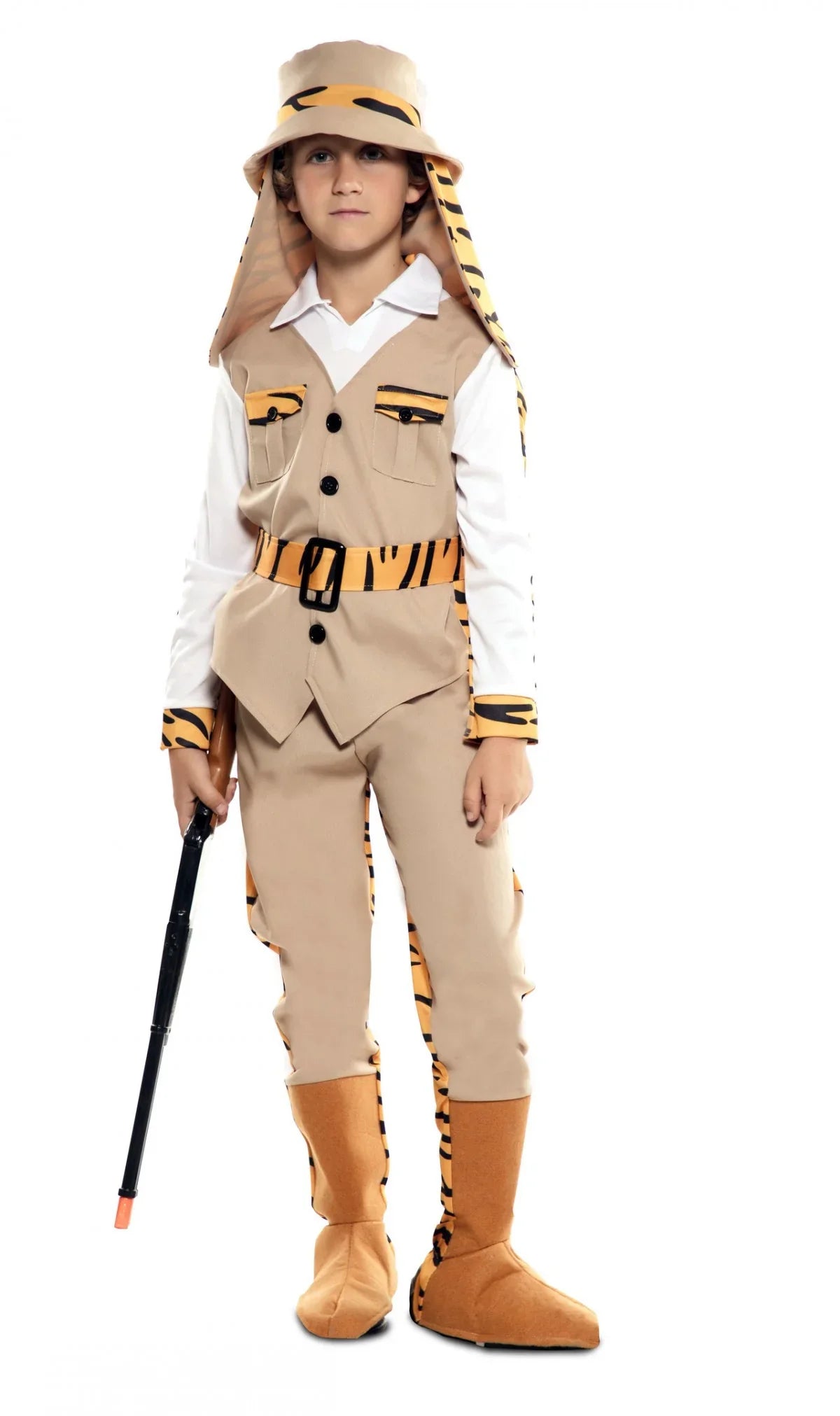 Disfraz Doble de Cazador y Tigre para Niño Exploradores EuroCarnavales