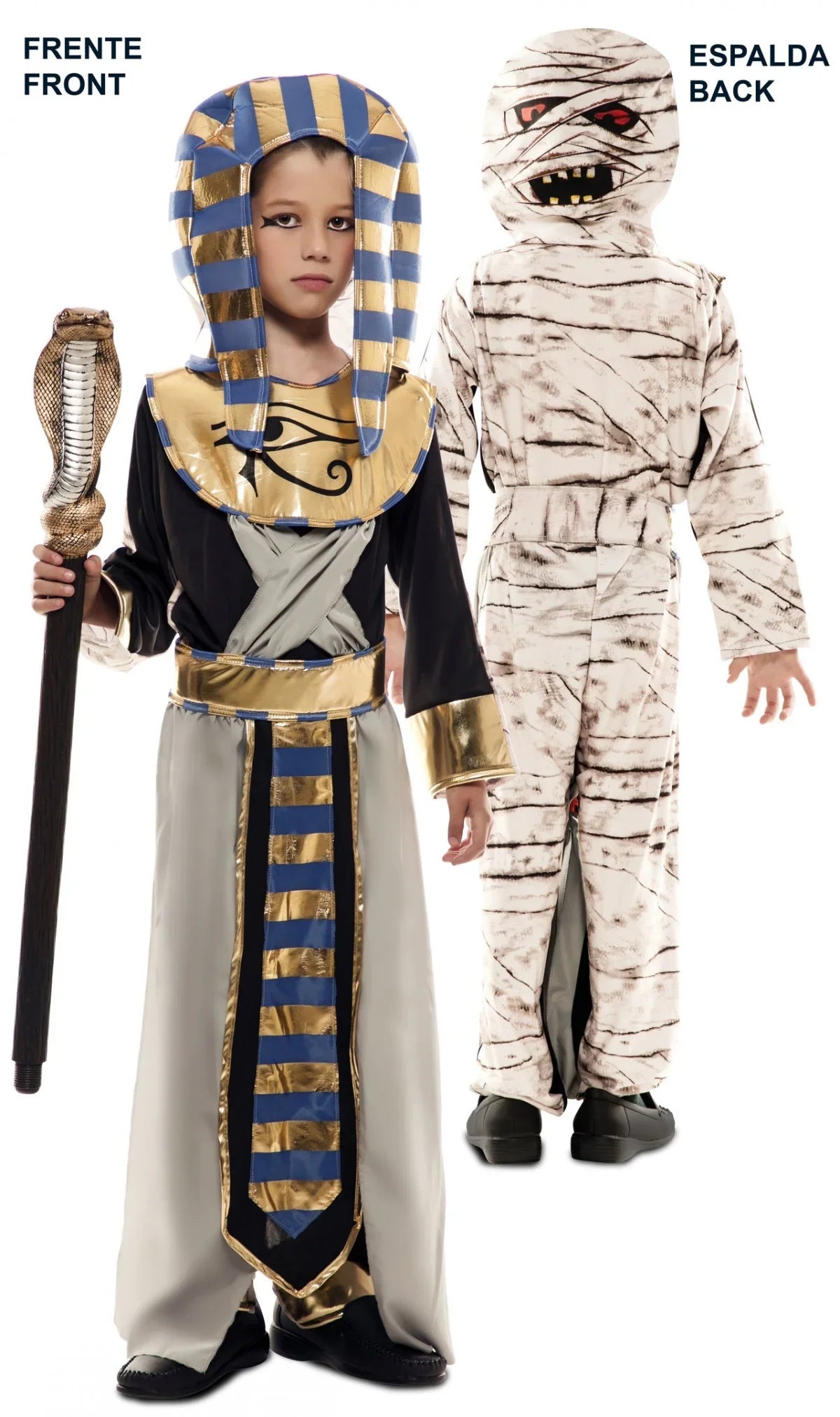 Disfraz Doble de Egipcio y Momia para Niño Egipcio EuroCarnavales
