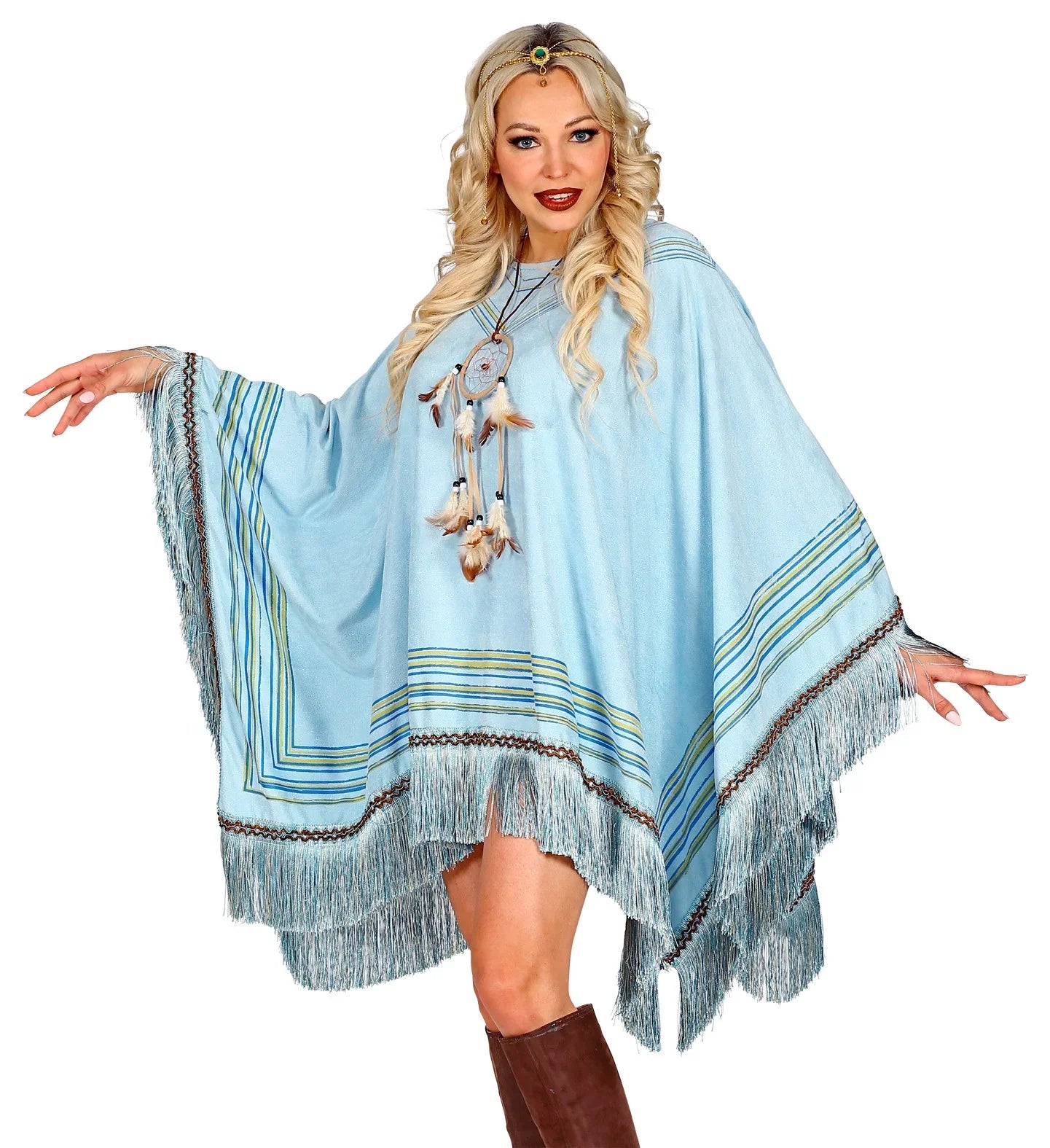 Poncho Hippie Azul Cielo para Mujer Hippies Widmann
