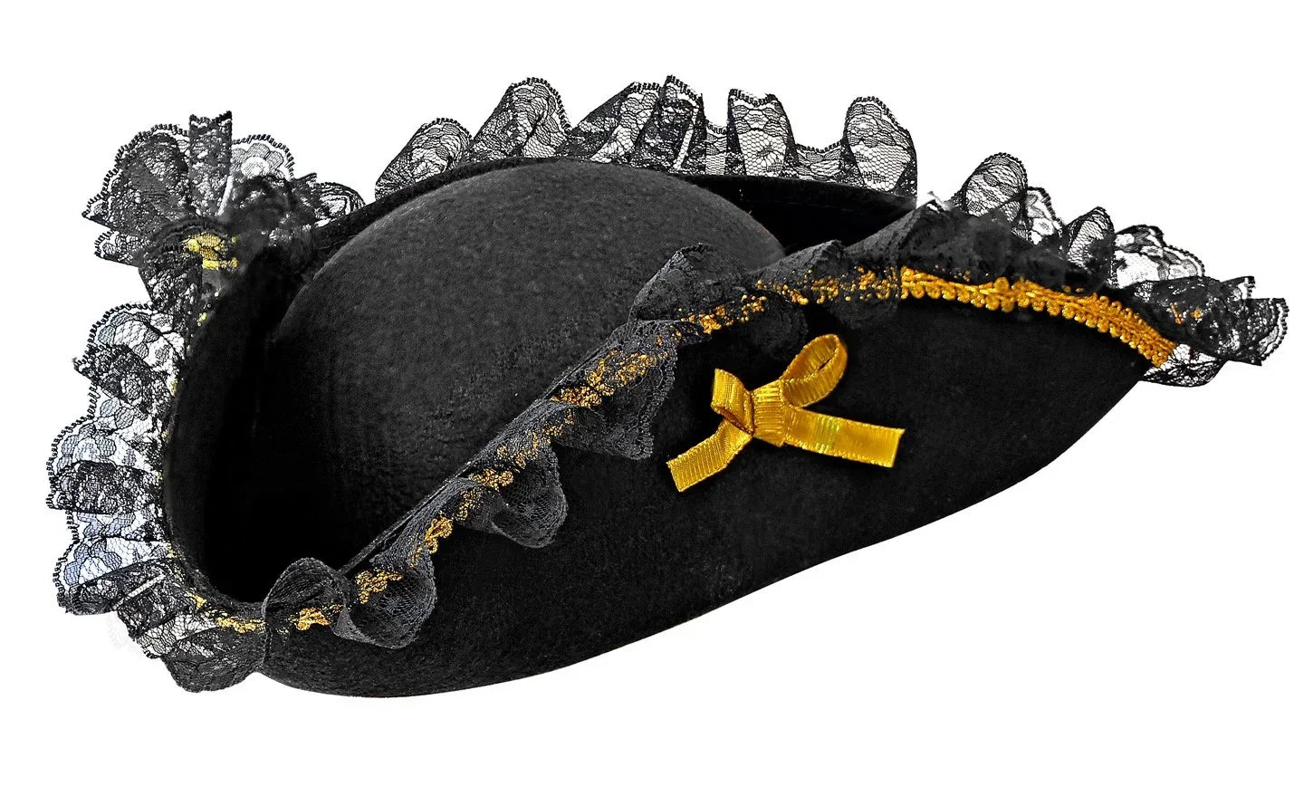 Sombrero Pirata Negro con Lazos y Puntilla Sombreros de Pirata Widmann