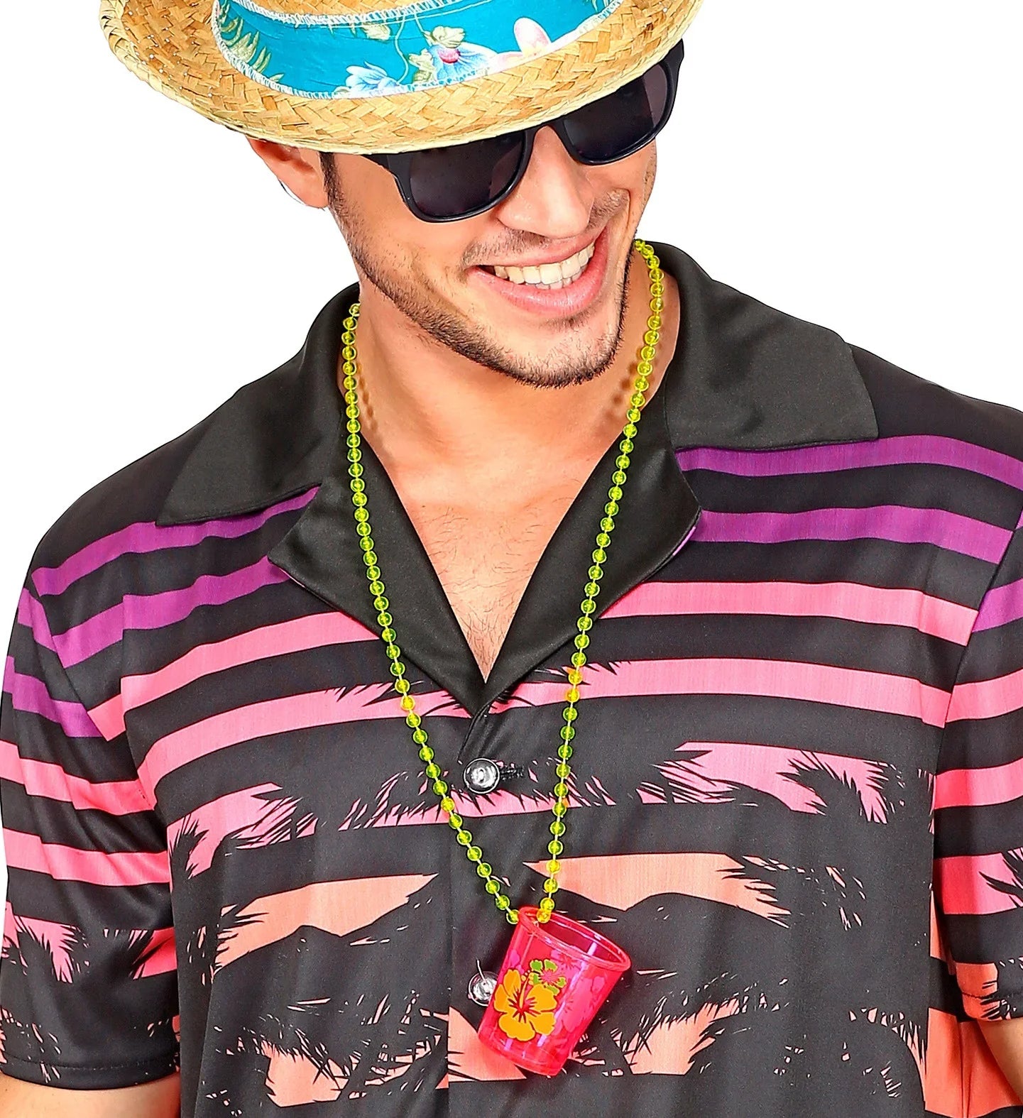 Vaso de Chupito Rosa con Collar de Bolas Complementos para Despedidas Widmann