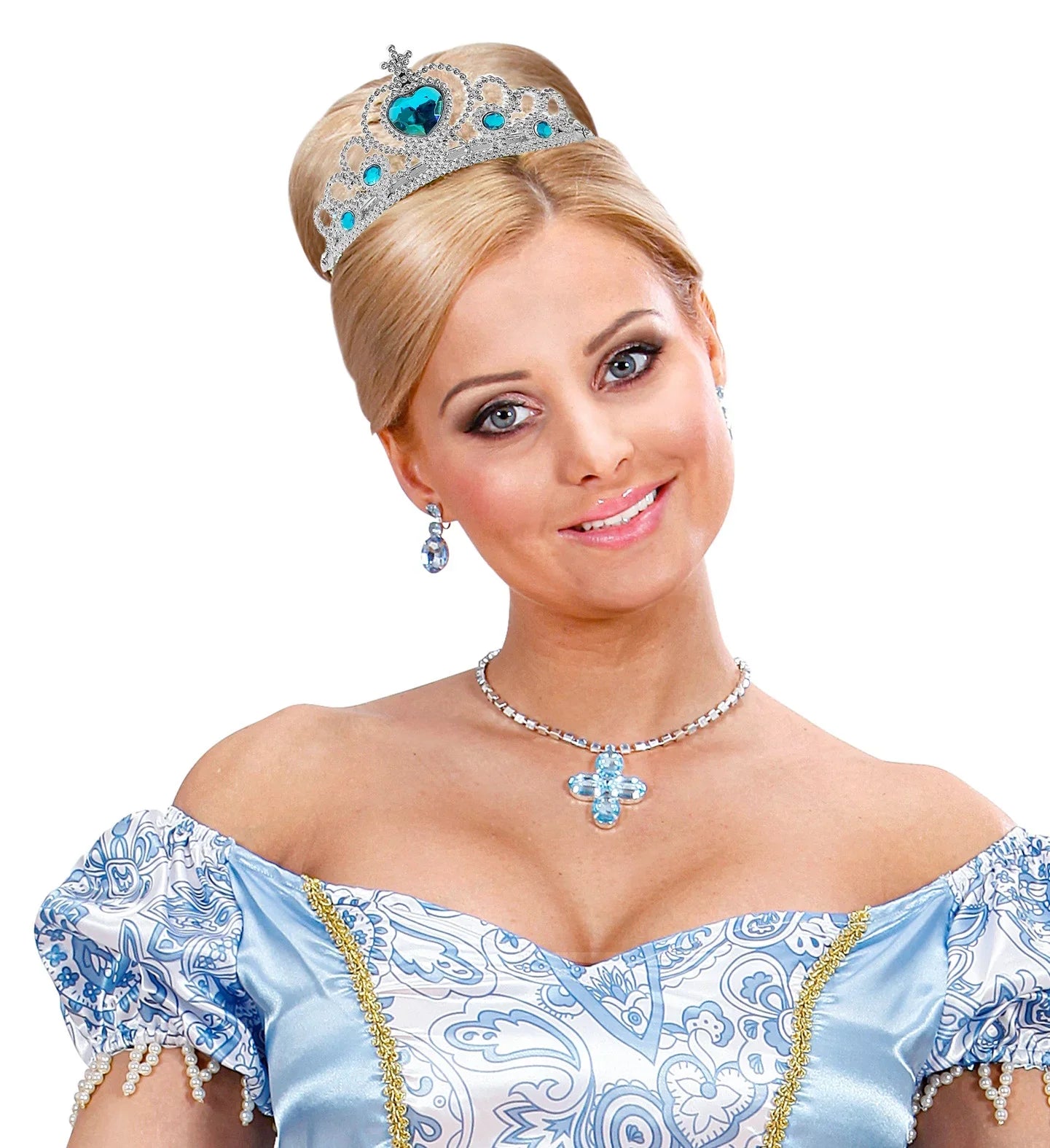 Tiara de Princesa Plateada con Gemas Azules Infantil Coronas y Tiaras Widmann