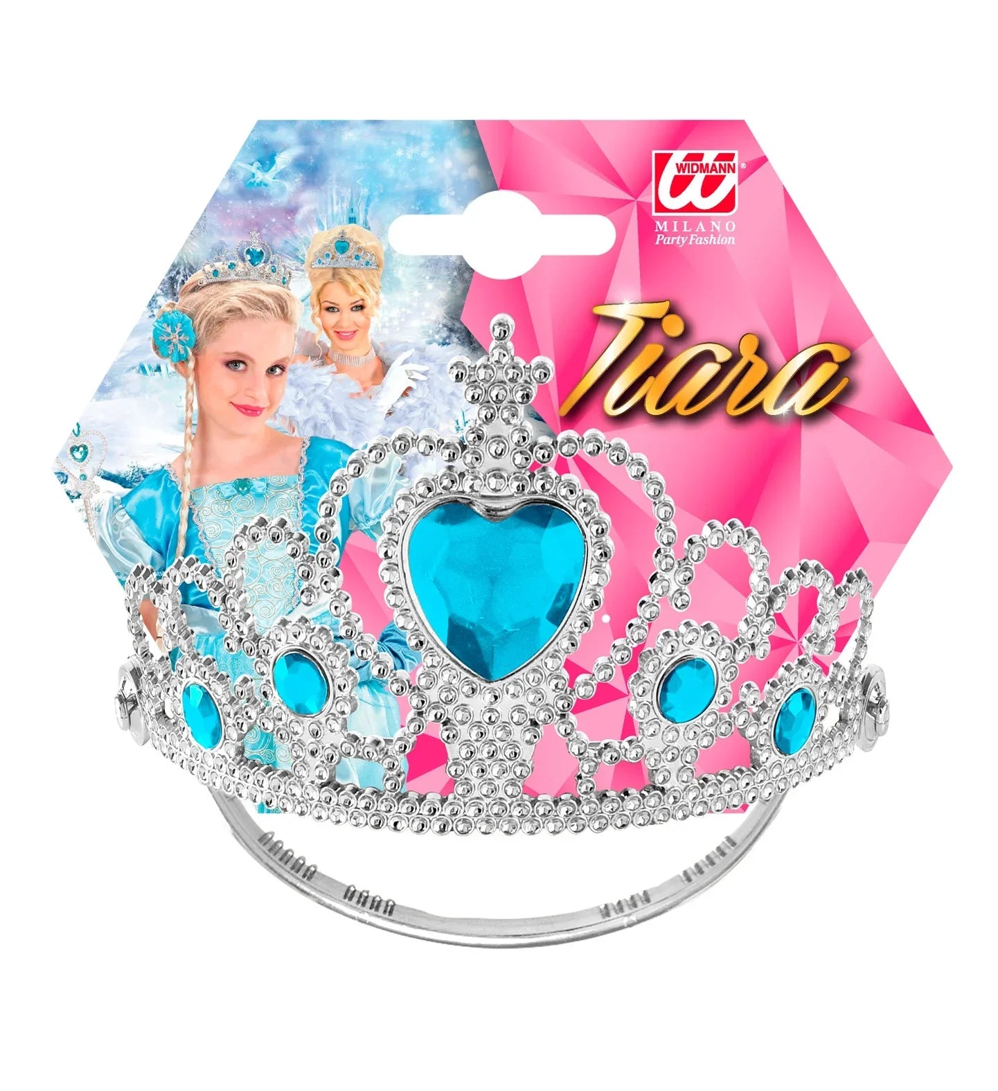 Tiara de Princesa Plateada con Gemas Azules Infantil Coronas y Tiaras Widmann