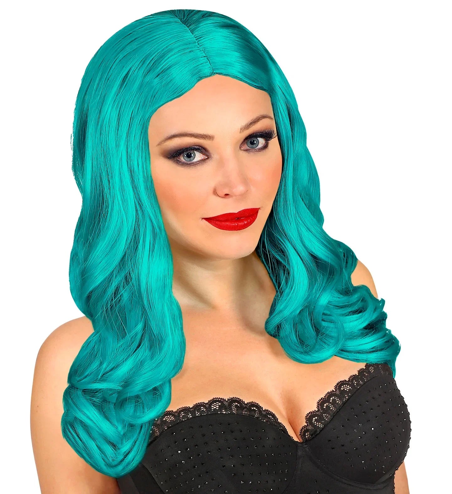 Peluca Azul Turquesa con Pelo Largo Liso Pelucas Azules Widmann