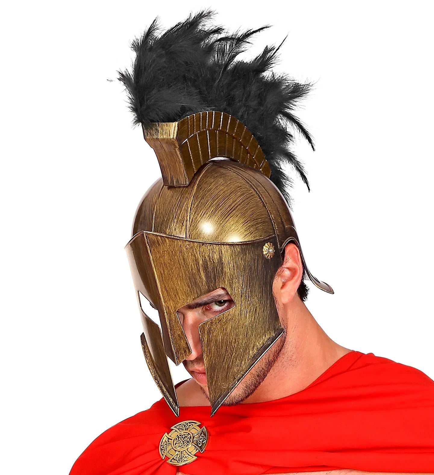 Casco Espartano Dorado con Penacho Negro Complementos Romanos y Griegos Widmann