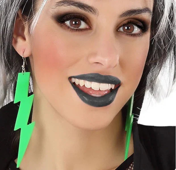 Pendientes de Rayo Verde Neón Punky Complementos Años 60, 70, 80 Atosa