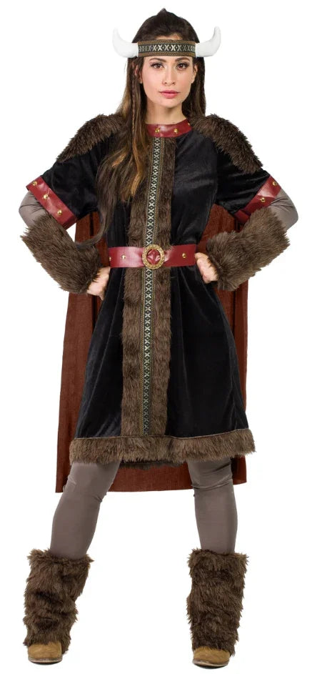 Disfraz de Guerrera Vikinga Negro para Mujer Vikingos Kimokawaii