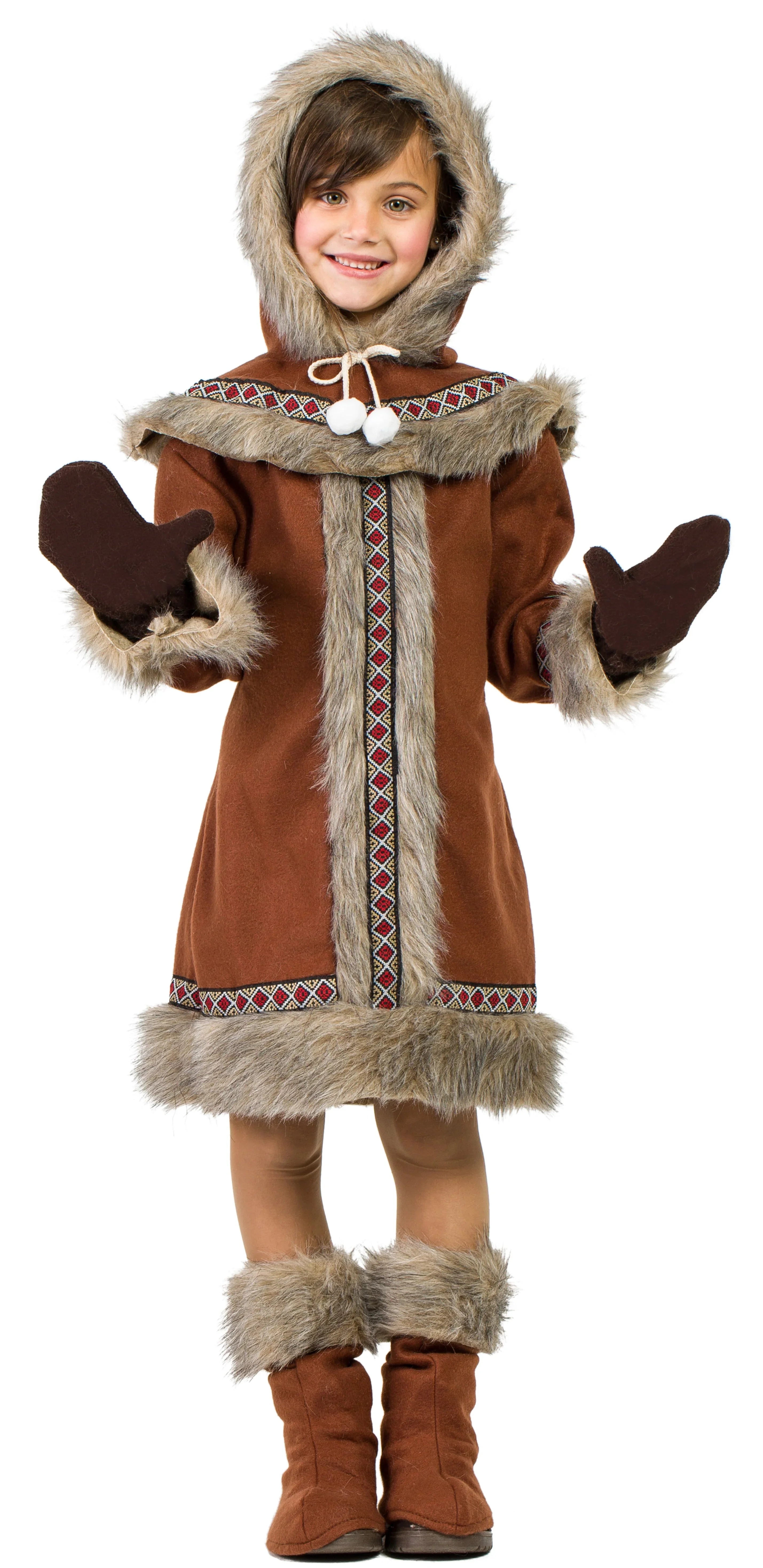 Disfraz de Esquimal Nórdica Marrón para Niña Esquimales Infantiles Kimokawaii