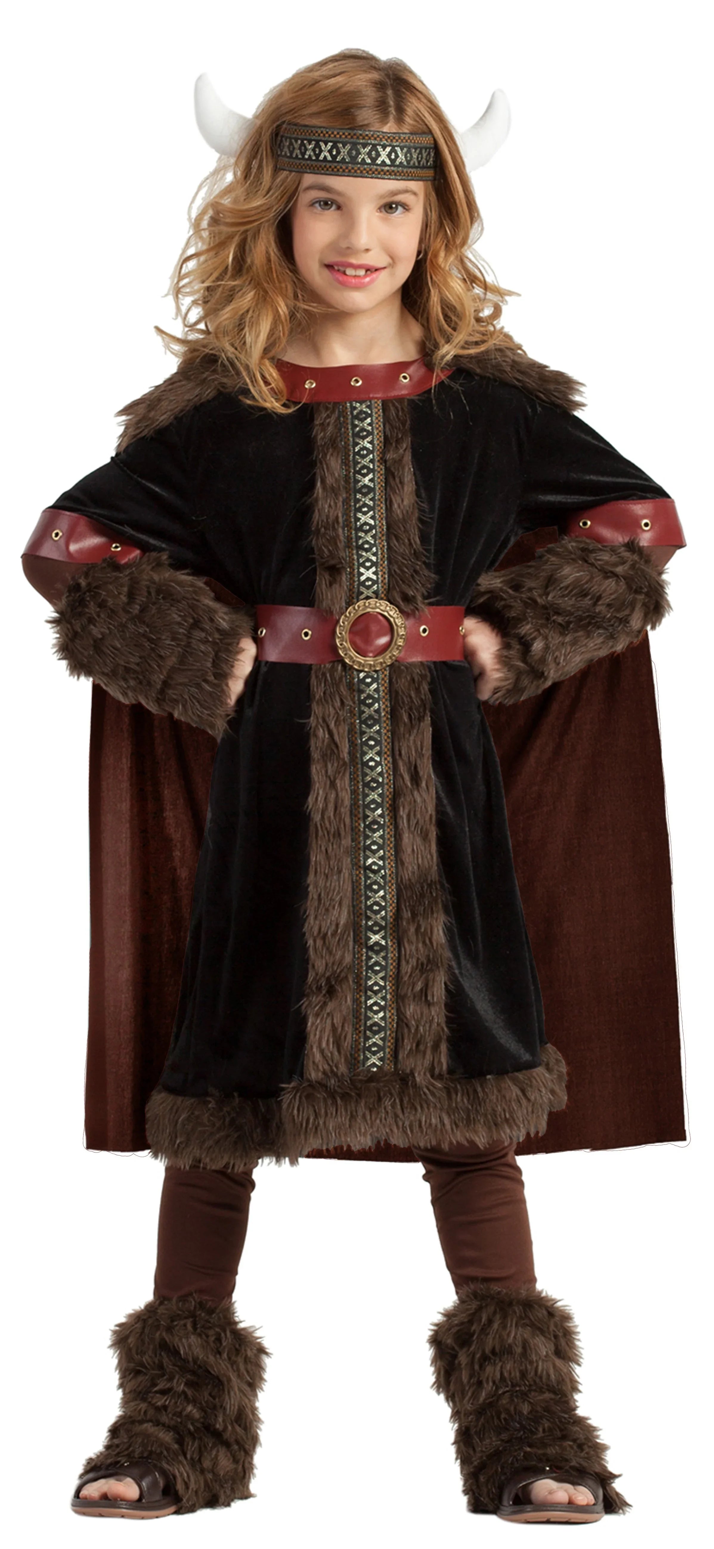 Disfraz de Guerrera Vikinga Negro para Niña Vikingos Infantiles Kimokawaii