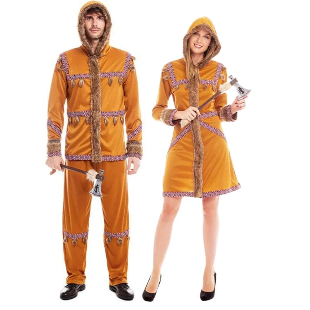 Disfraces en Pareja de Esquimal del Polo Norte Marrón Esquimales Disfraces Simon