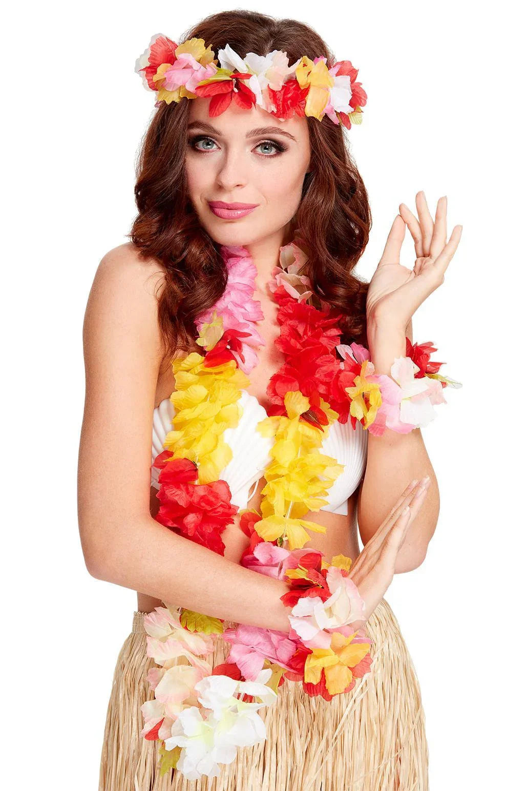 Kit Hawaiano con Flores Tropicales de Colores Complementos Hawaianos Smiffys