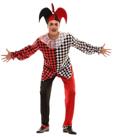 Disfraz de Arlequín Rojo y Negro para Hombre Arlequines y Bufones EuroCarnavales