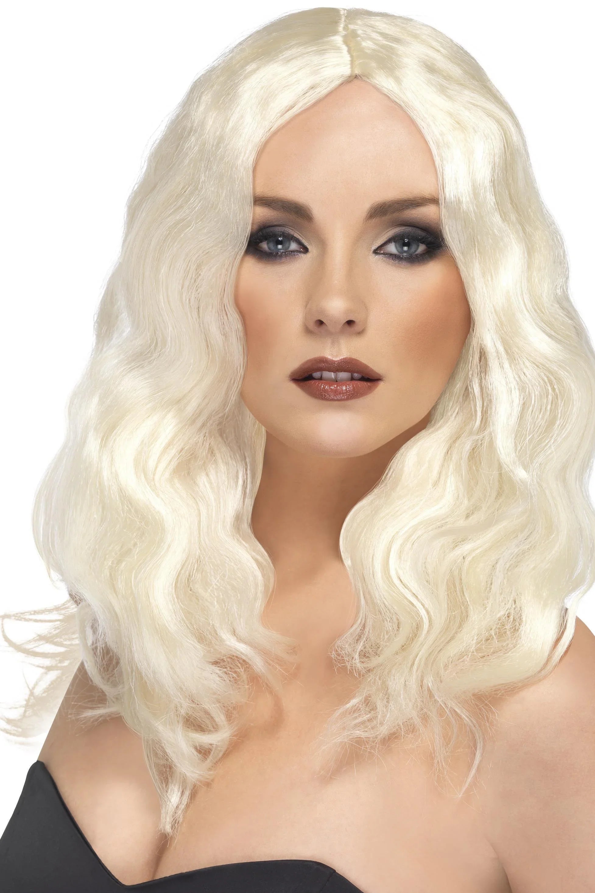 Peluca Rubia Platino con Melena Larga Ondulada Pelucas Rubias Smiffys