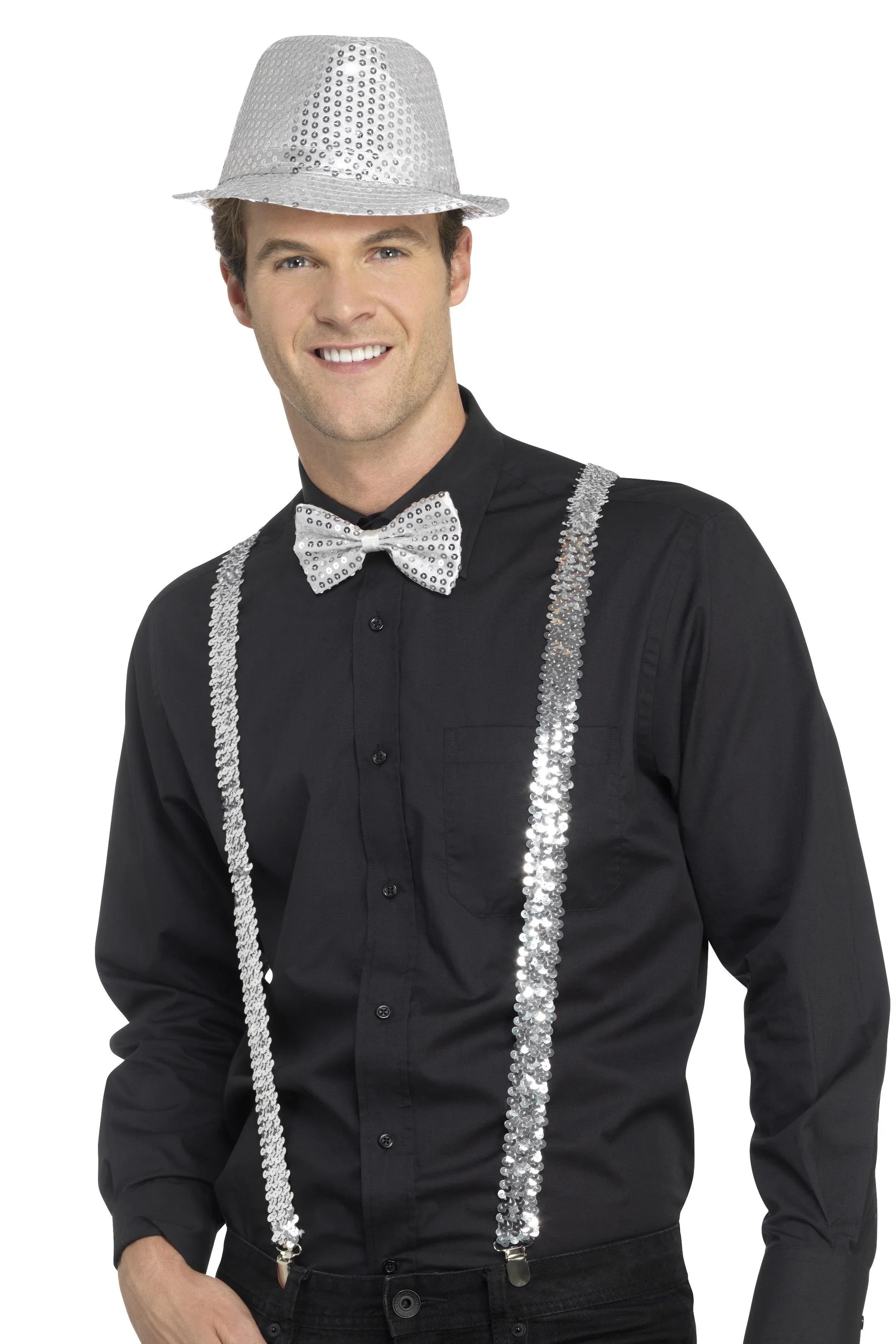 Tirantes Plateados con Lentejuelas para Adulto Tirantes Smiffys