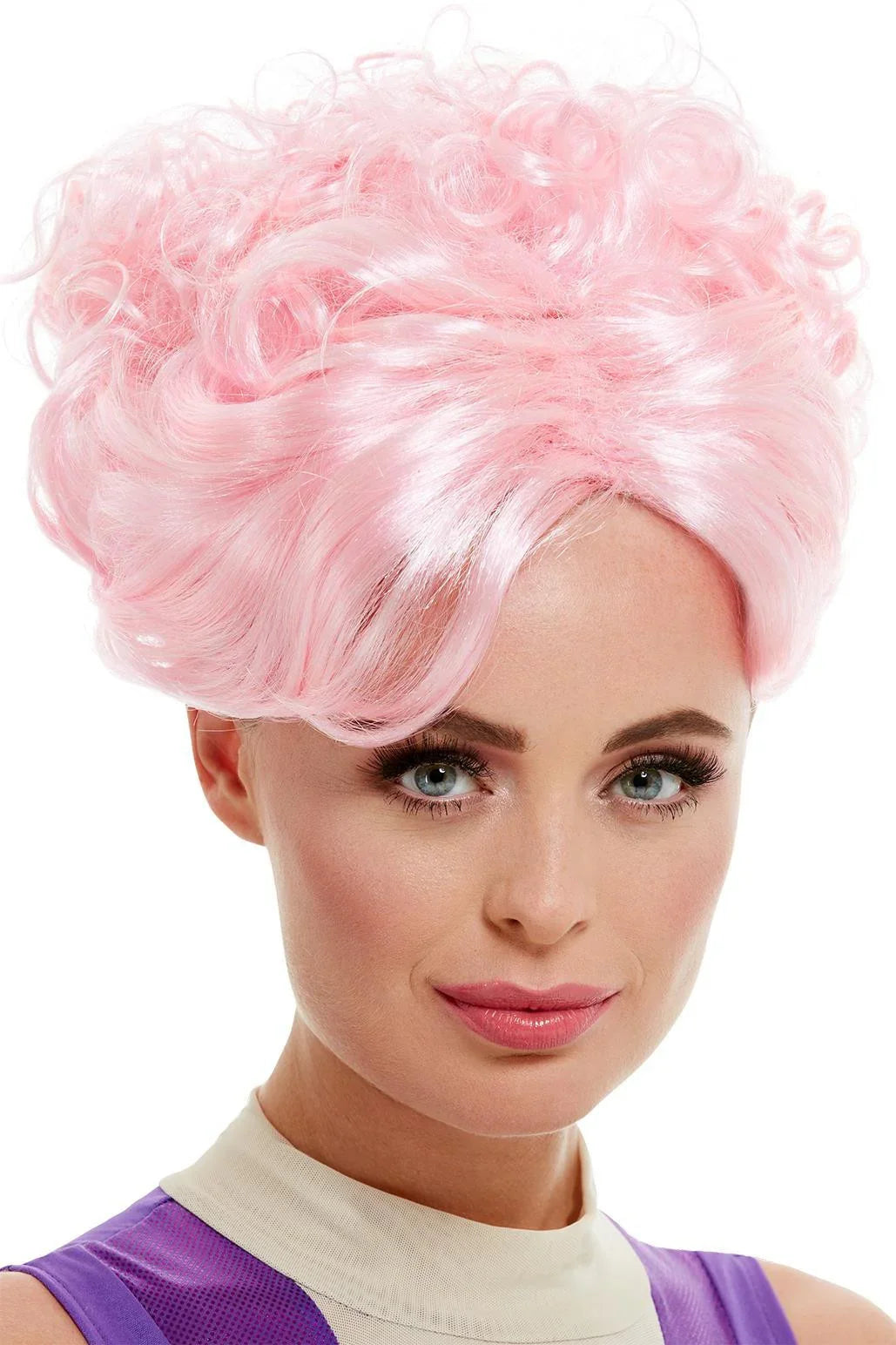 Peluca Rosa Rizada de Trapecista de Circo Pelucas Rosas Smiffys
