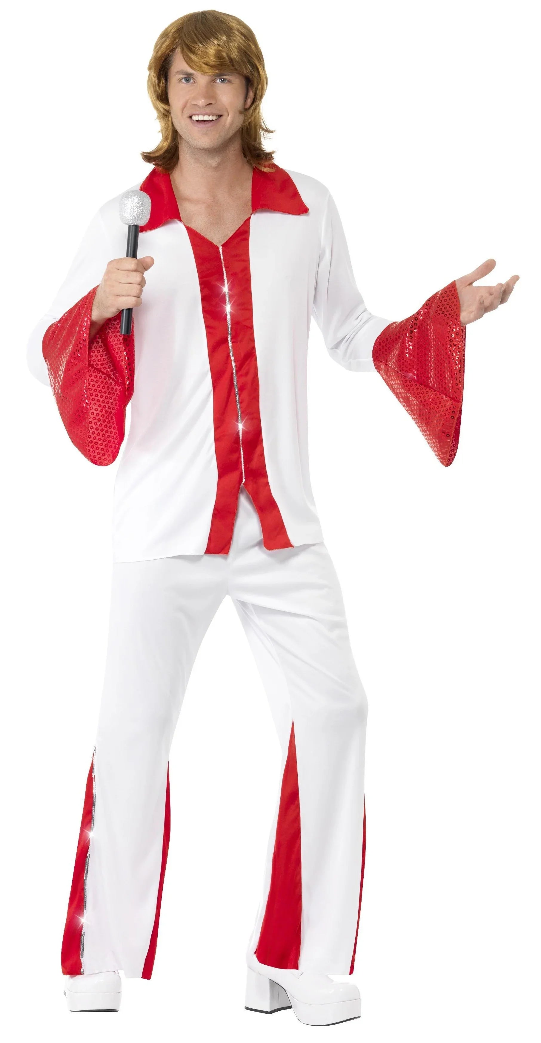Disfraz de Abba Años 70 Rojo y Blanco para Hombre Abba Smiffys