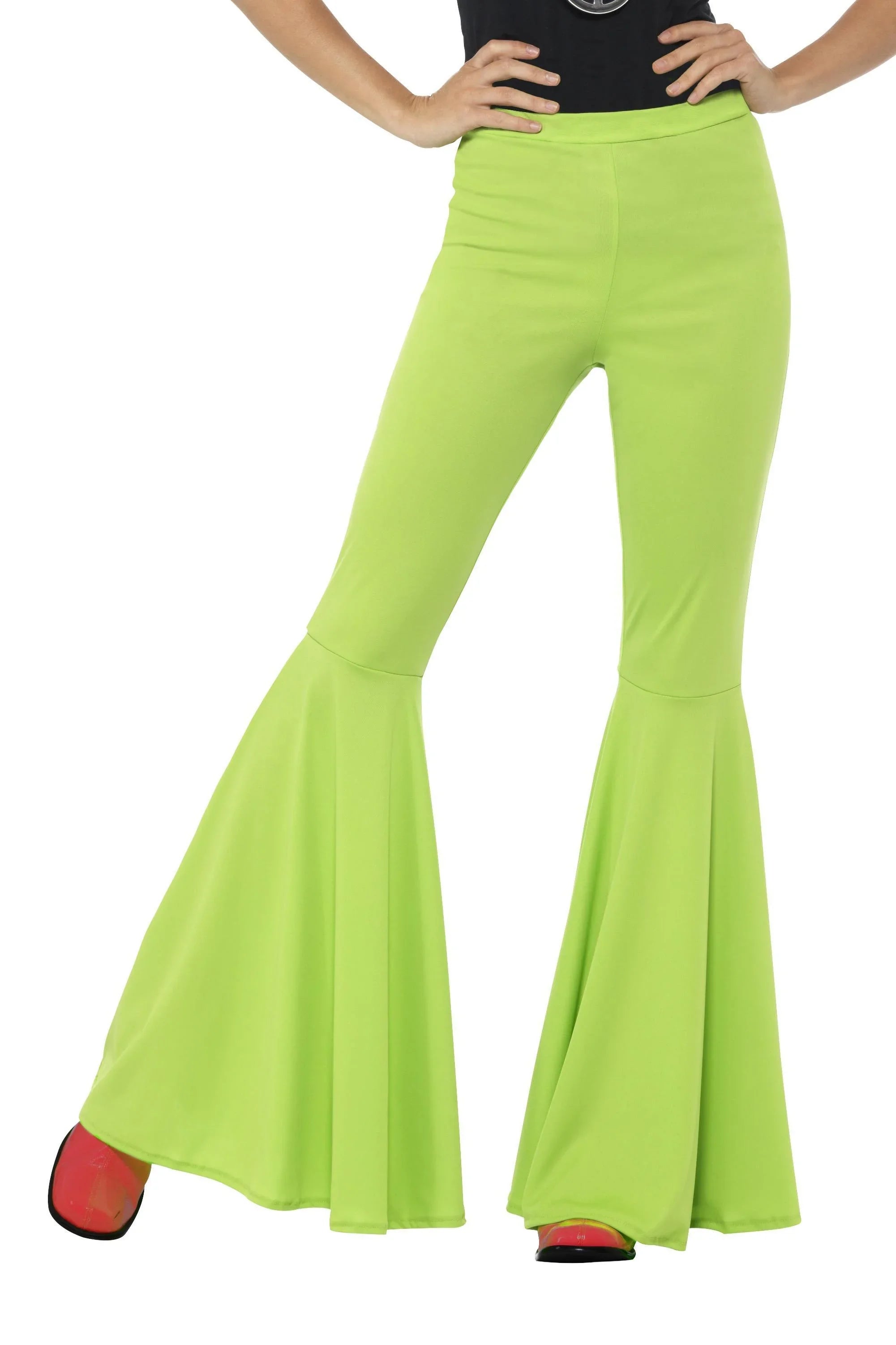 Pantalón de Campana Hippie Verde para Mujer Complementos Hippies Smiffys