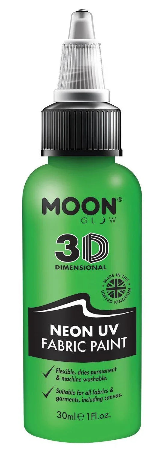 Pintura para Telas en Colores Neón UV Maquillaje y Pinturas Smiffys Verde