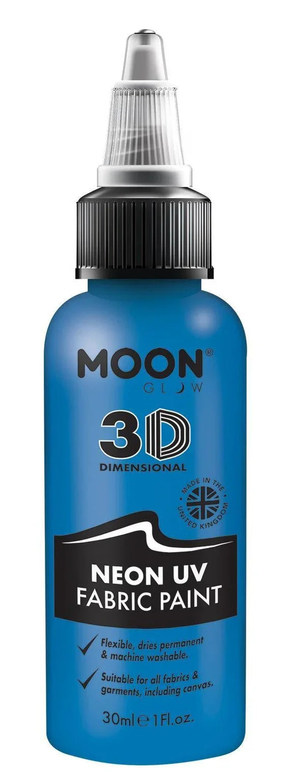 Pintura para Telas en Colores Neón UV Maquillaje y Pinturas Smiffys Azul