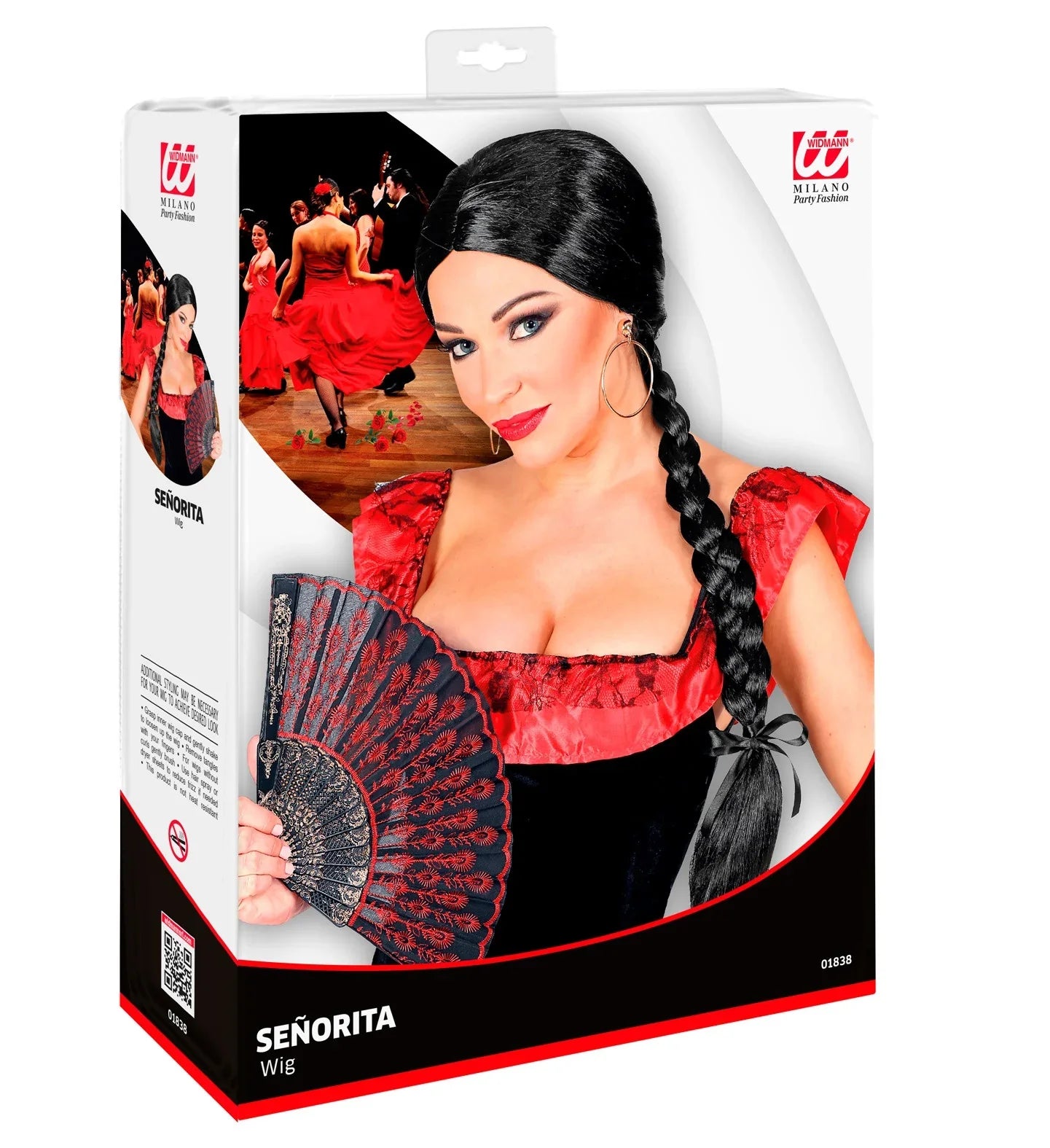 Peluca Morena con Trenza Larga Pelucas Morenas Widmann