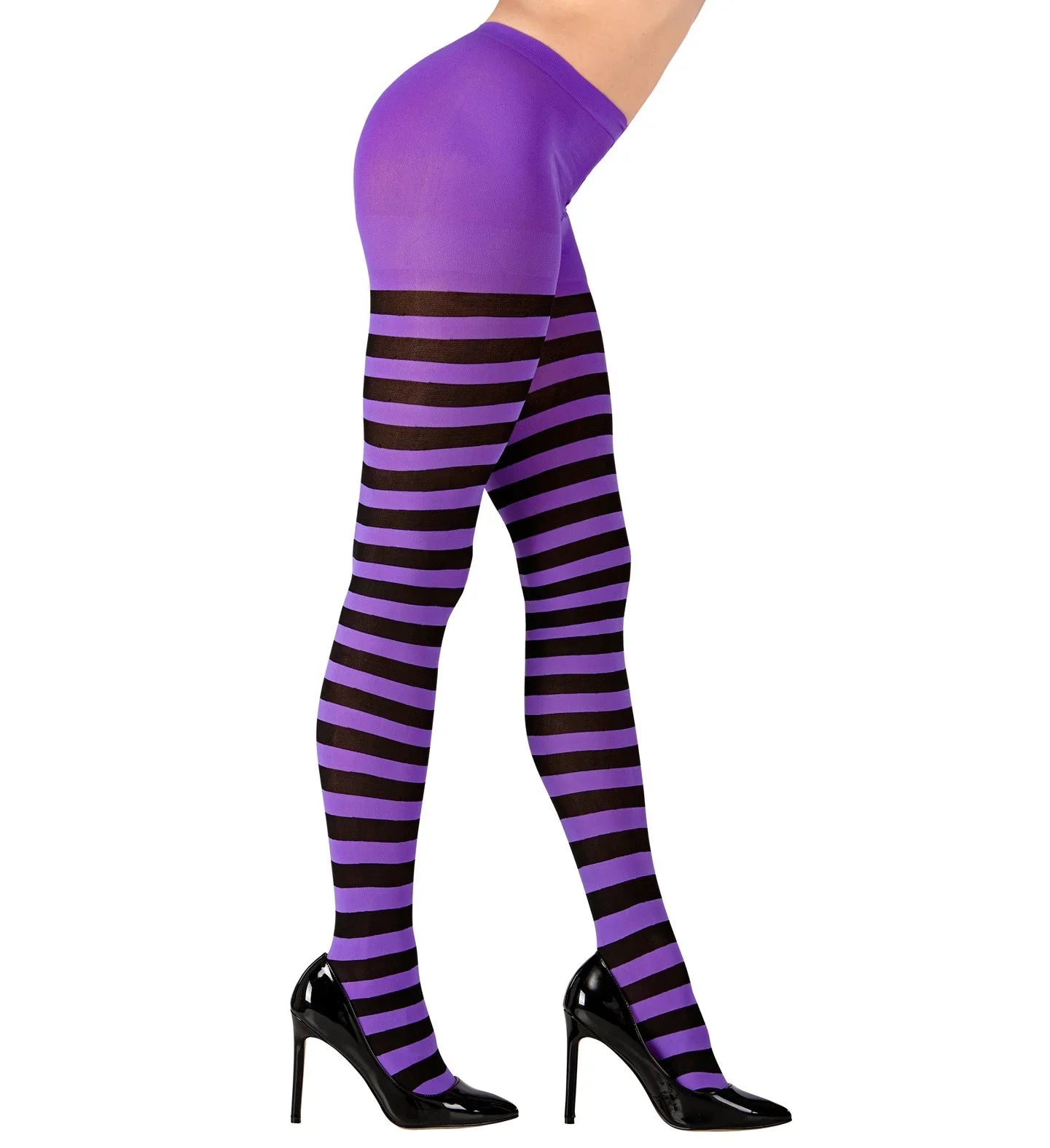 Pantys de rayas en Morado y Negro Accesorios Halloween Widmann