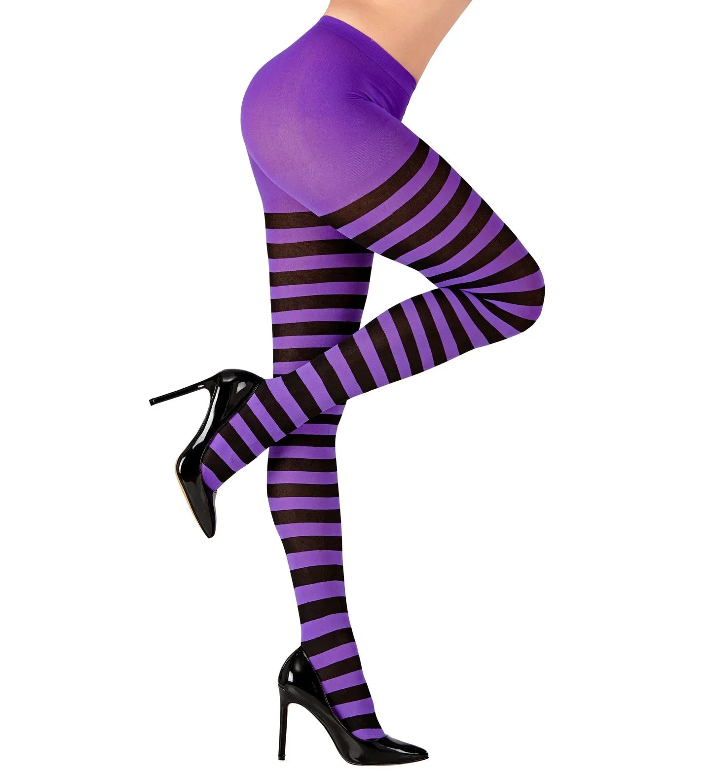 Pantys de rayas en Morado y Negro Accesorios Halloween Widmann