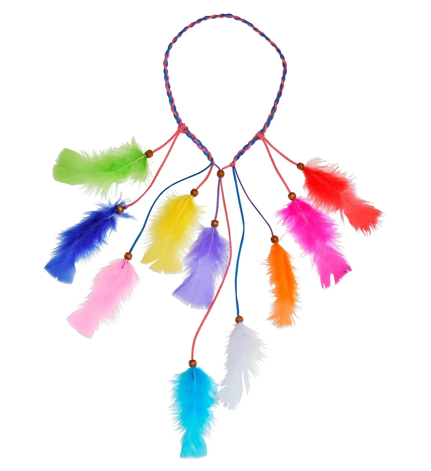 Cinta Hippie para el Pelo con Plumas Multicolor Complementos Hippies Widmann
